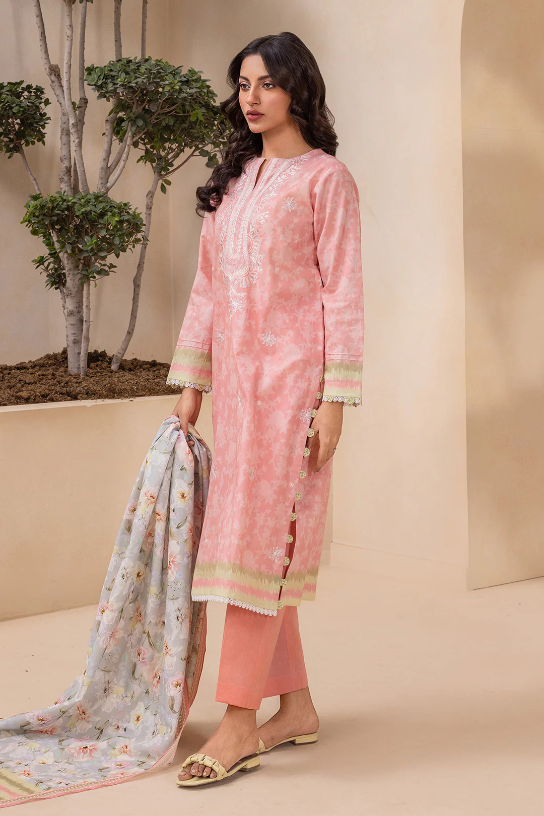 Embroidered Shirt Dupatta - 0411 - Image 5