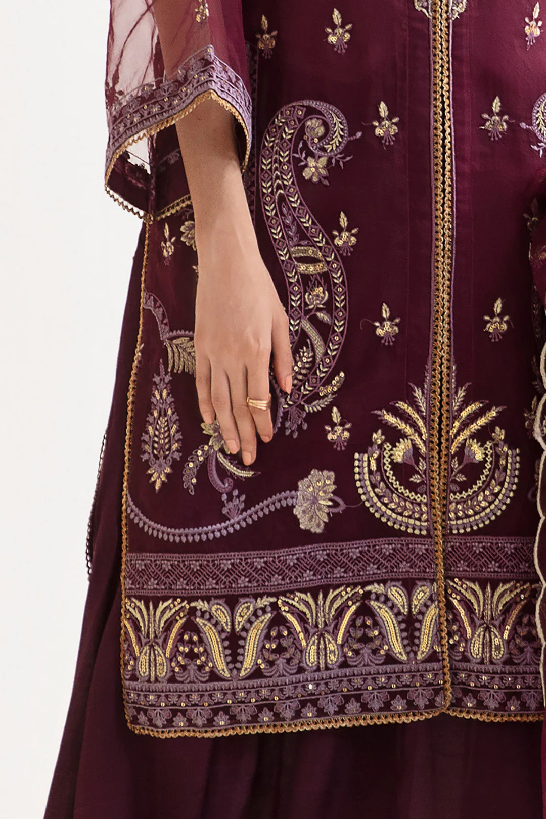 Embroidered Shirt Shalwar Dupatta - 0298 - Image 4