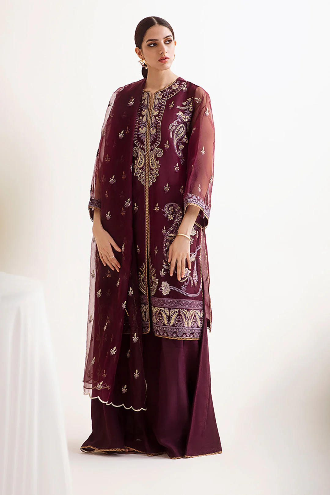 Embroidered Shirt Shalwar Dupatta - 0298 - Image 5