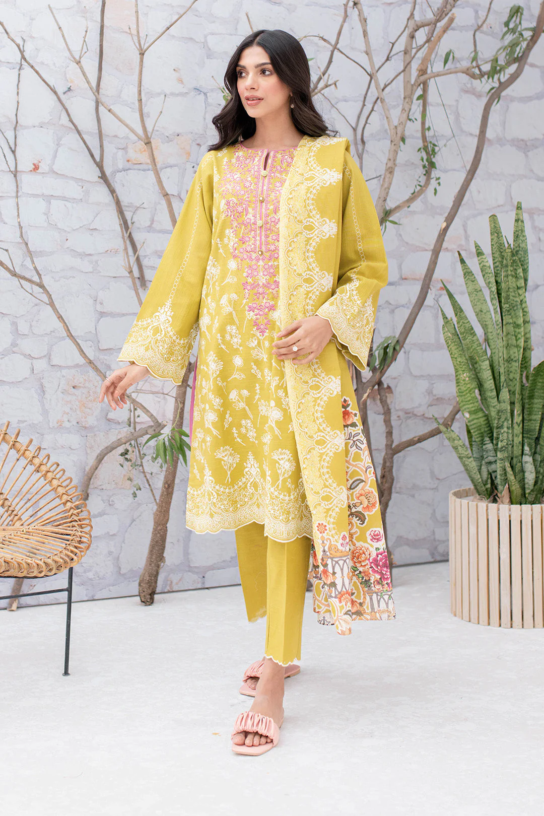 Embroidered Shirt Shalwar Dupatta - 0053 - Image 5