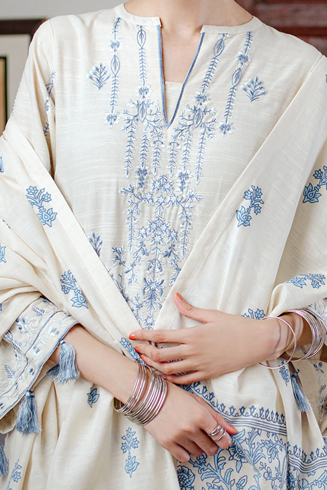 Embroidered Shirt Shalwar Dupatta - 0098 - Image 4