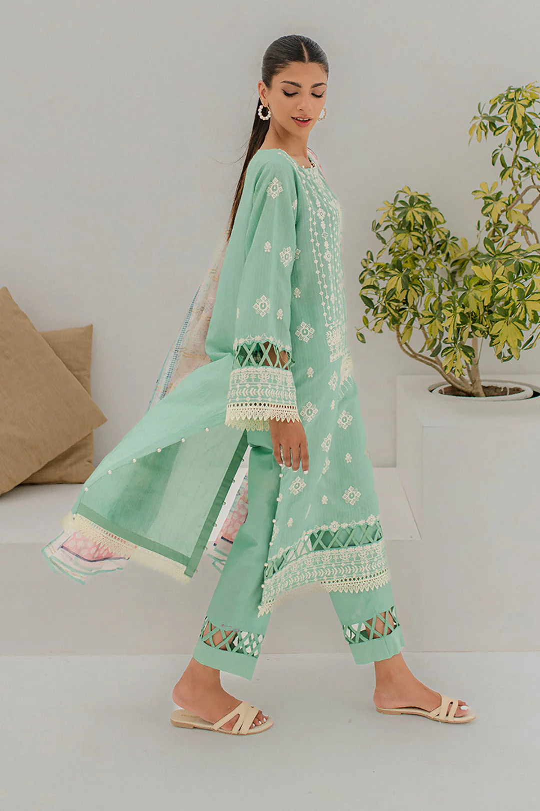 Embroidered Shirt Shalwar Dupatta - 0186 - Image 3