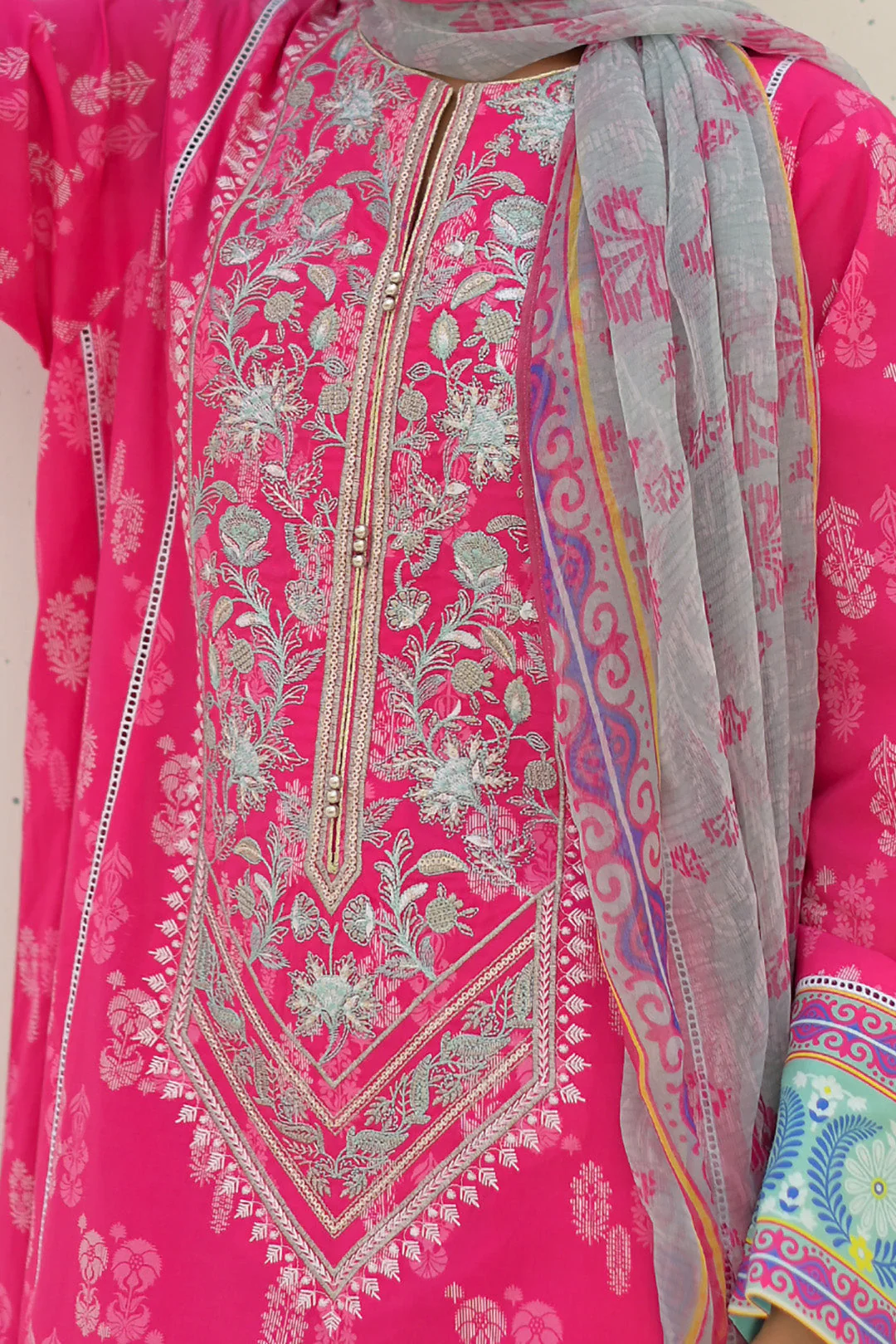 Embroidered Shirt Shalwar Dupatta - 0258 - Image 4