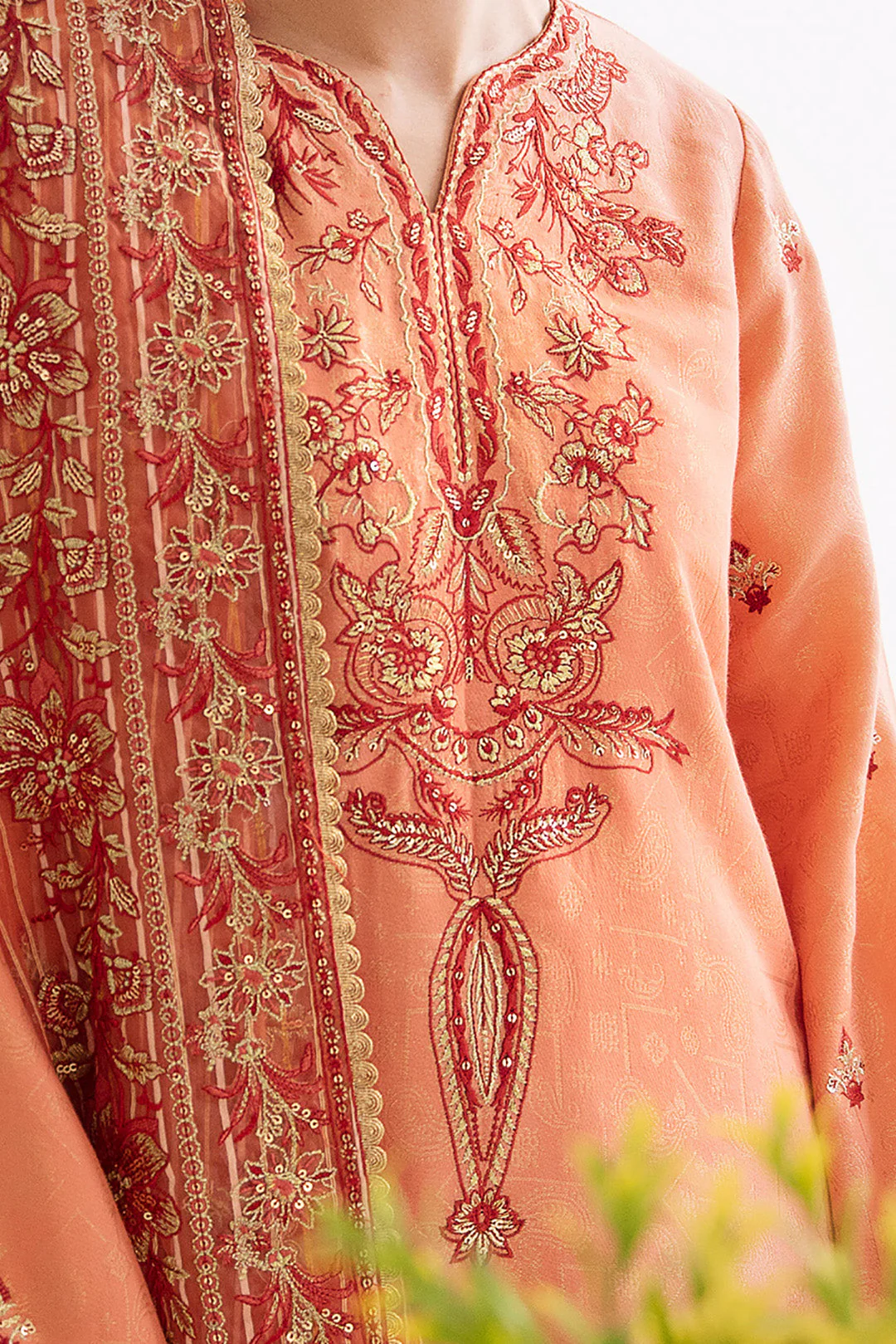 Embroidered Shirt Shalwar Dupatta - 0296 - Image 4