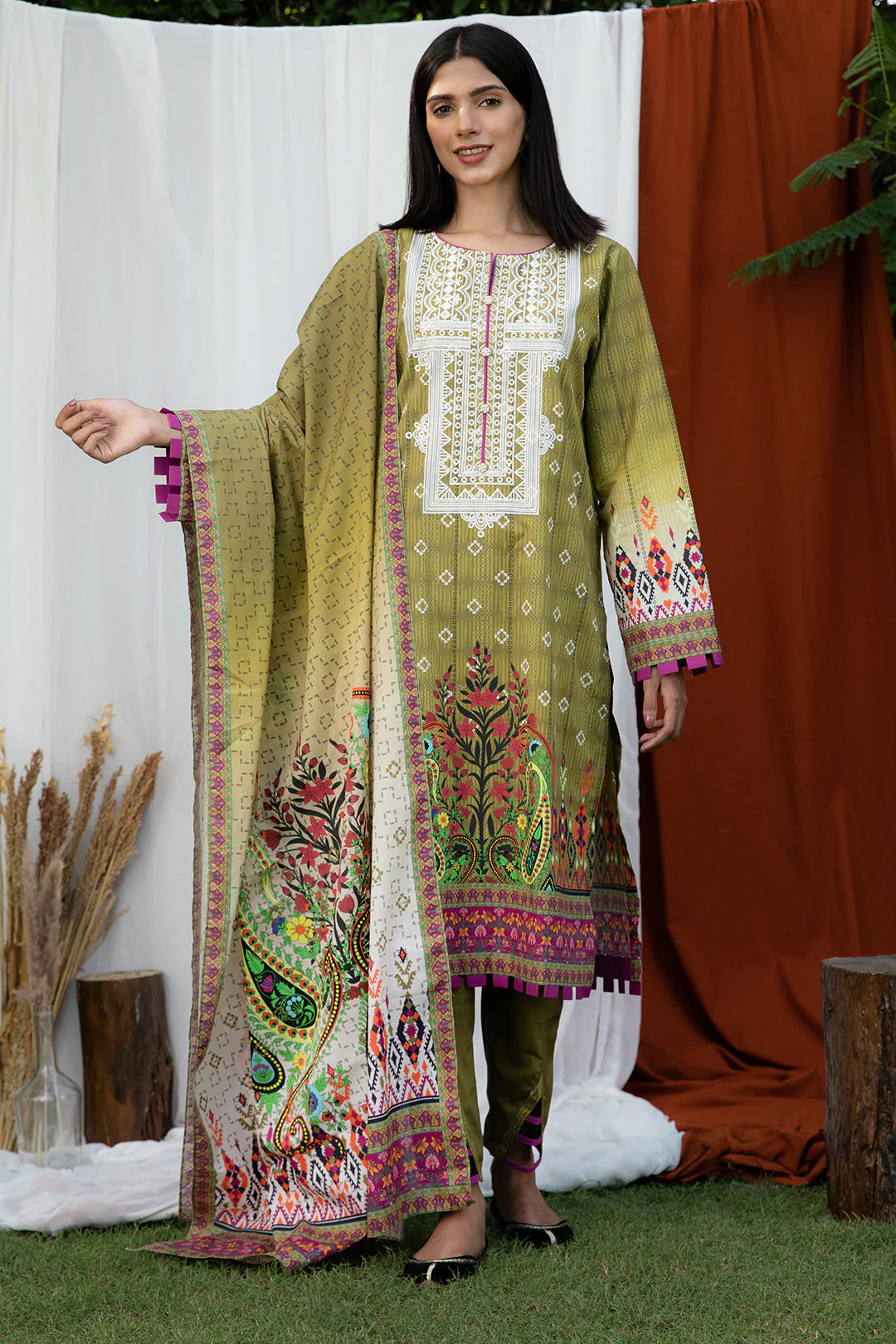 Embroidered Shirt Shalwar Dupatta - 0317 - Image 2