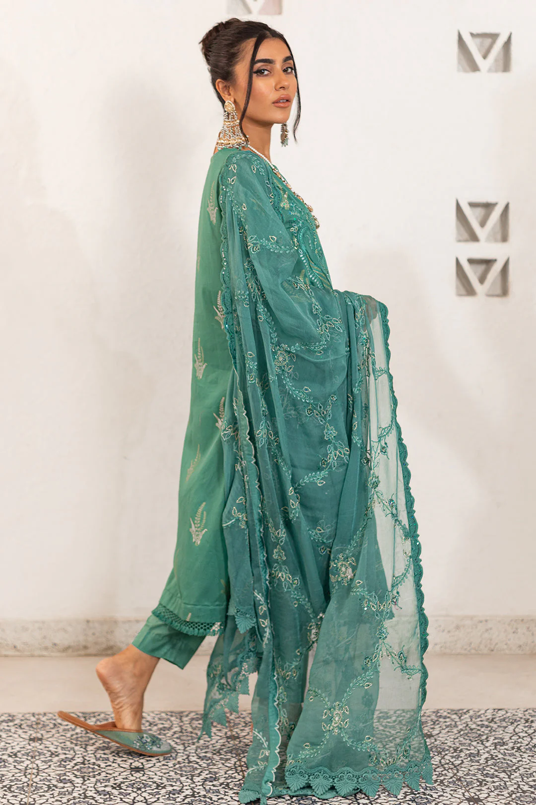 Embroidered Shirt Shalwar Dupatta - 0318 - Image 3