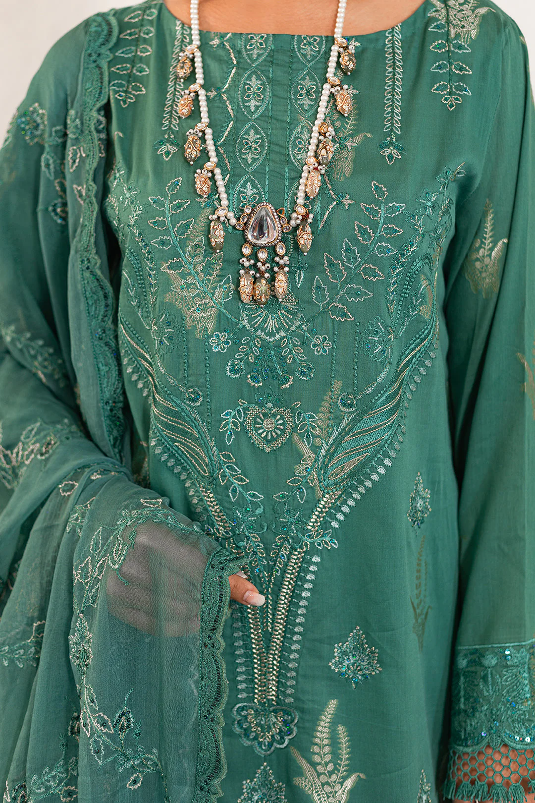 Embroidered Shirt Shalwar Dupatta - 0318 - Image 5