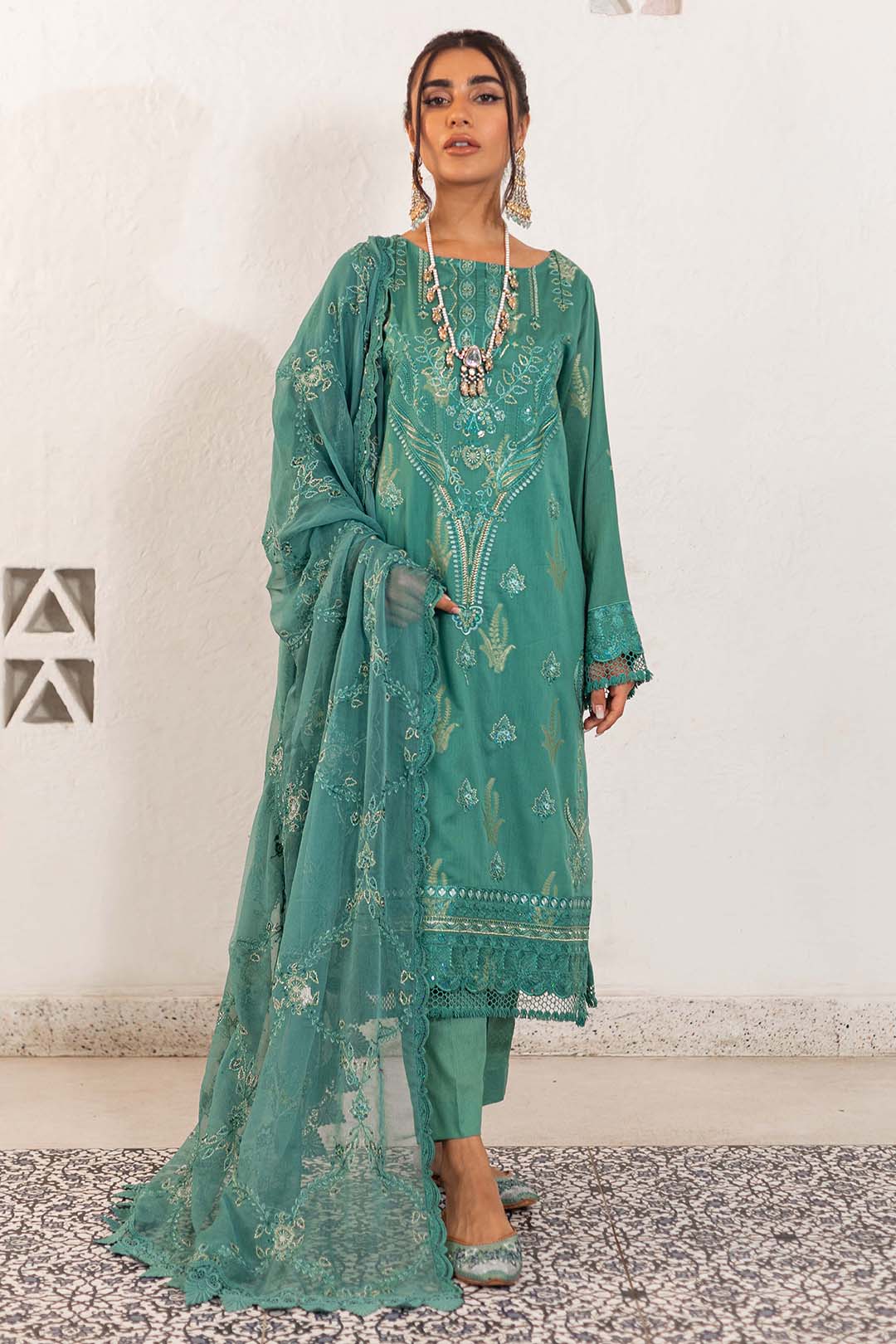 Embroidered Shirt Shalwar Dupatta - 0318 - Image 7