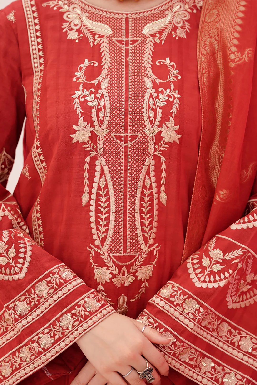 Embroidered Shirt Shalwar Dupatta - 0350 - Image 4