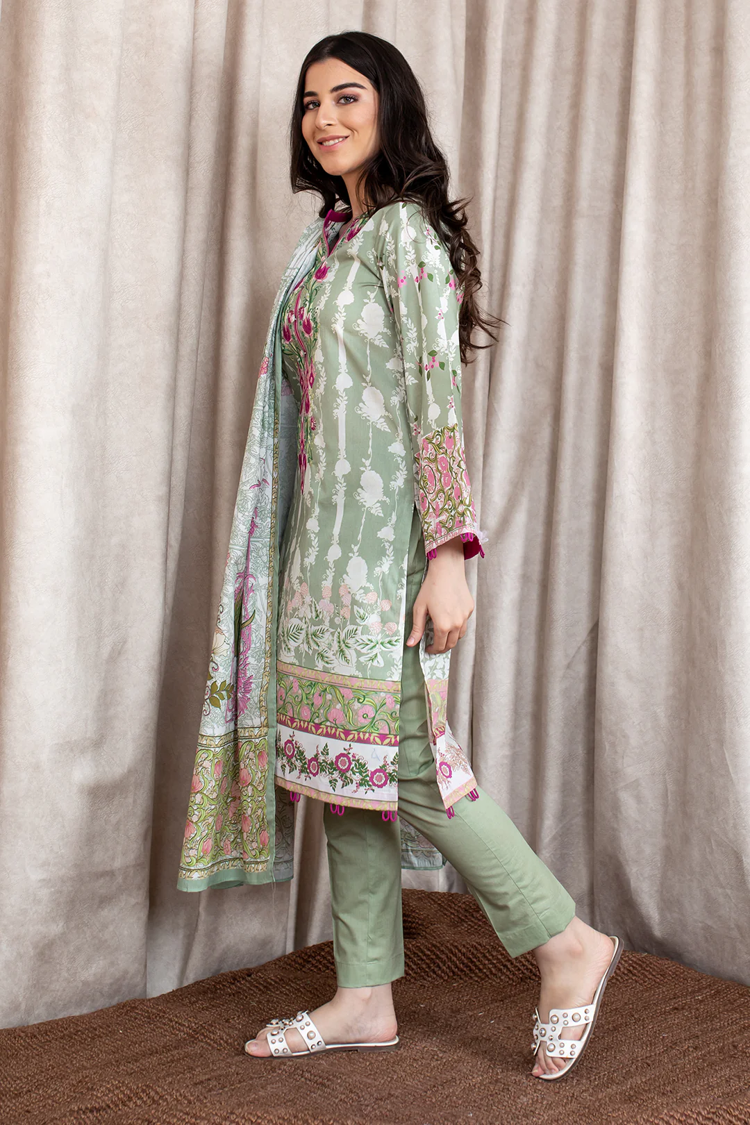 Embroidered Shirt Shalwar Dupatta - 0364 - Image 3