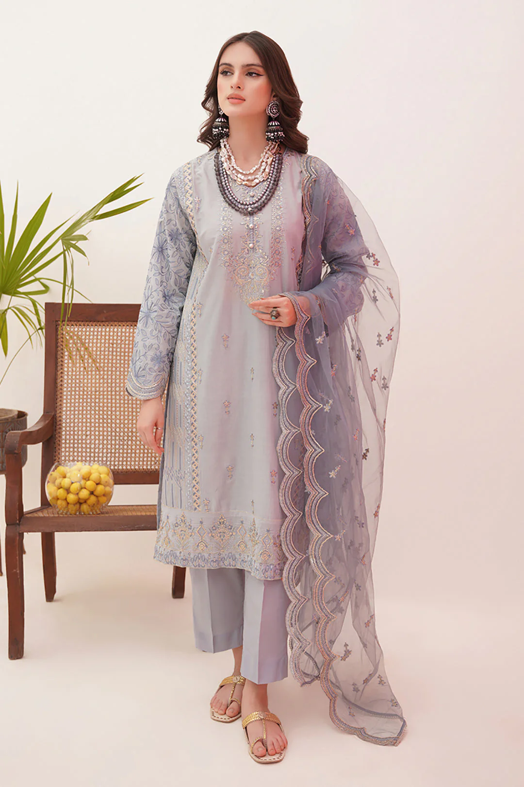 Embroidered Shirt Shalwar Dupatta - 0364 - Image 2