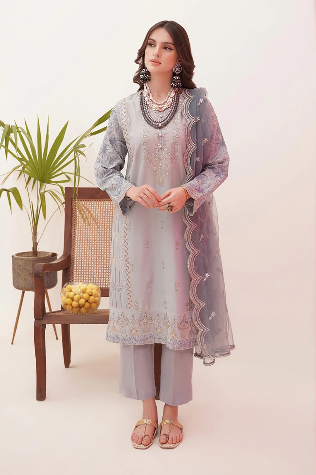 Embroidered Shirt Shalwar Dupatta - 0364 - Image 3