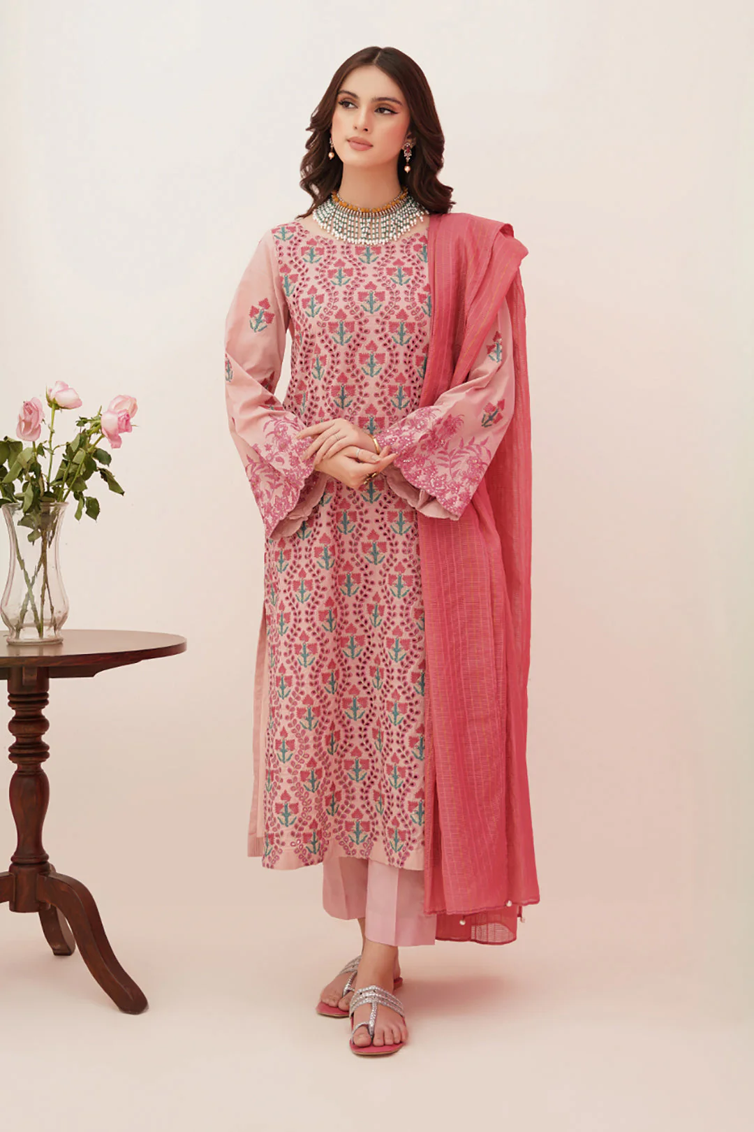 Embroidered Shirt Shalwar Dupatta - 0367 - Image 2