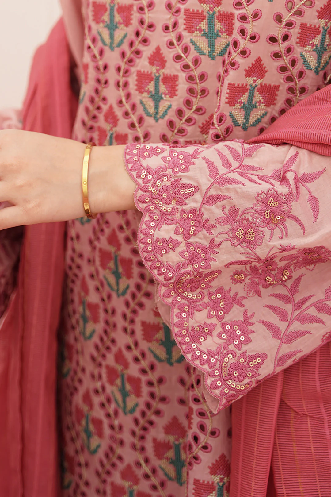 Embroidered Shirt Shalwar Dupatta - 0367 - Image 4