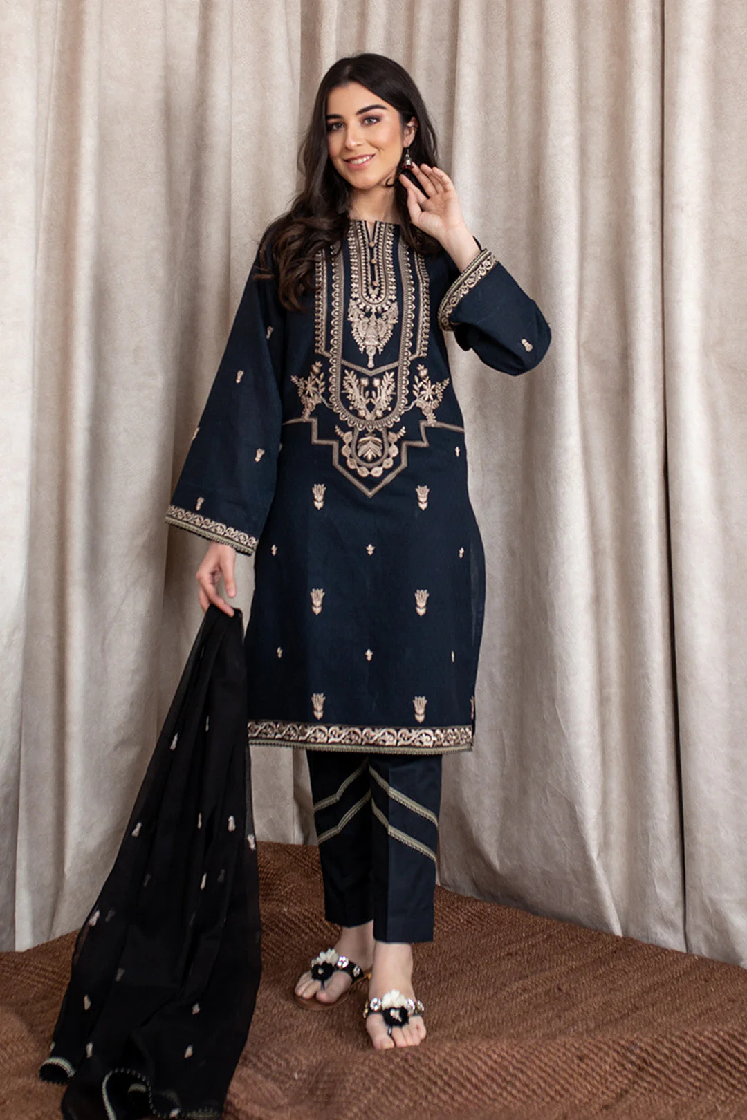 Embroidered Shirt Shalwar Dupatta - 0383 - Image 2