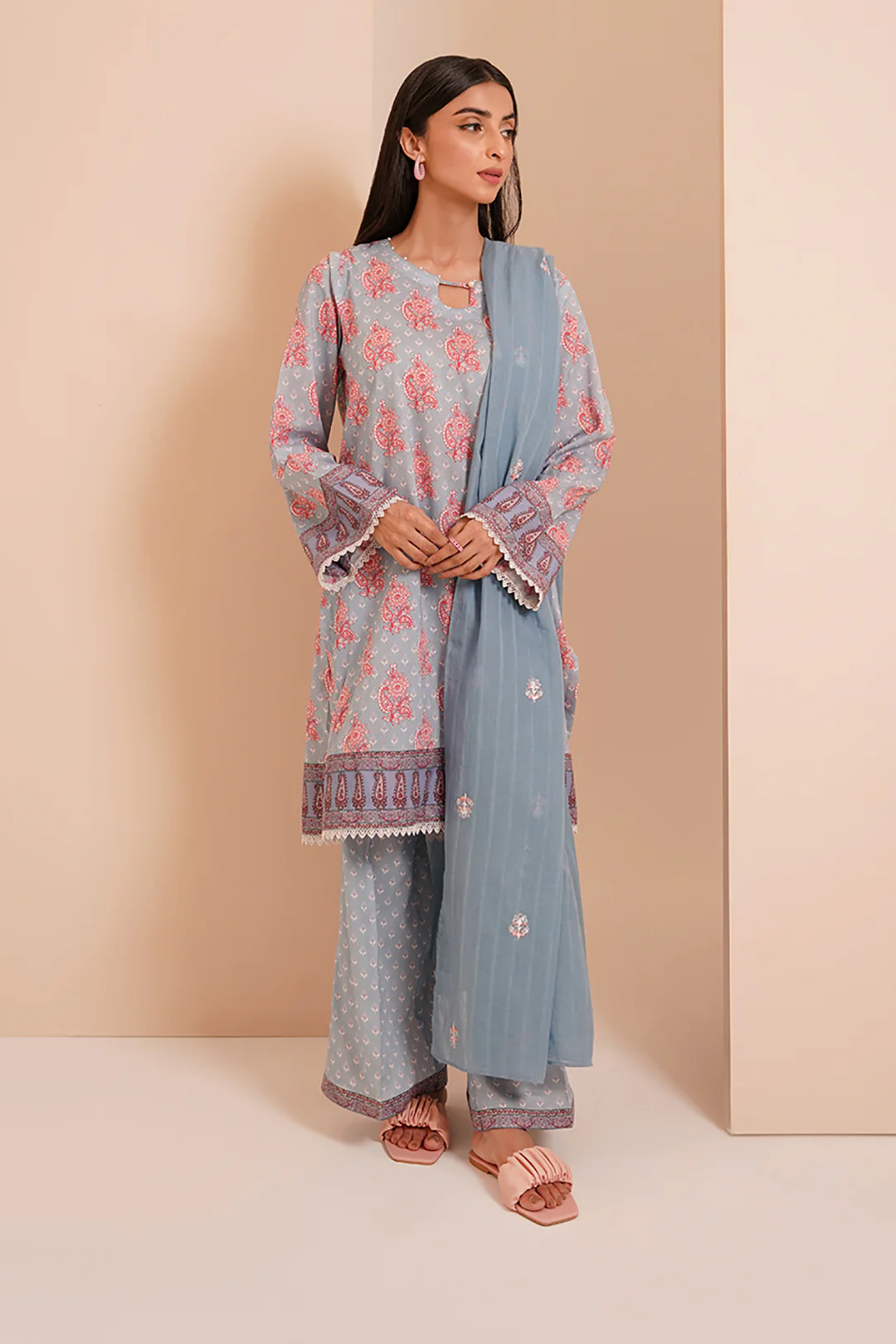 Embroidered Shirt Shalwar Dupatta - 0430 - Image 3