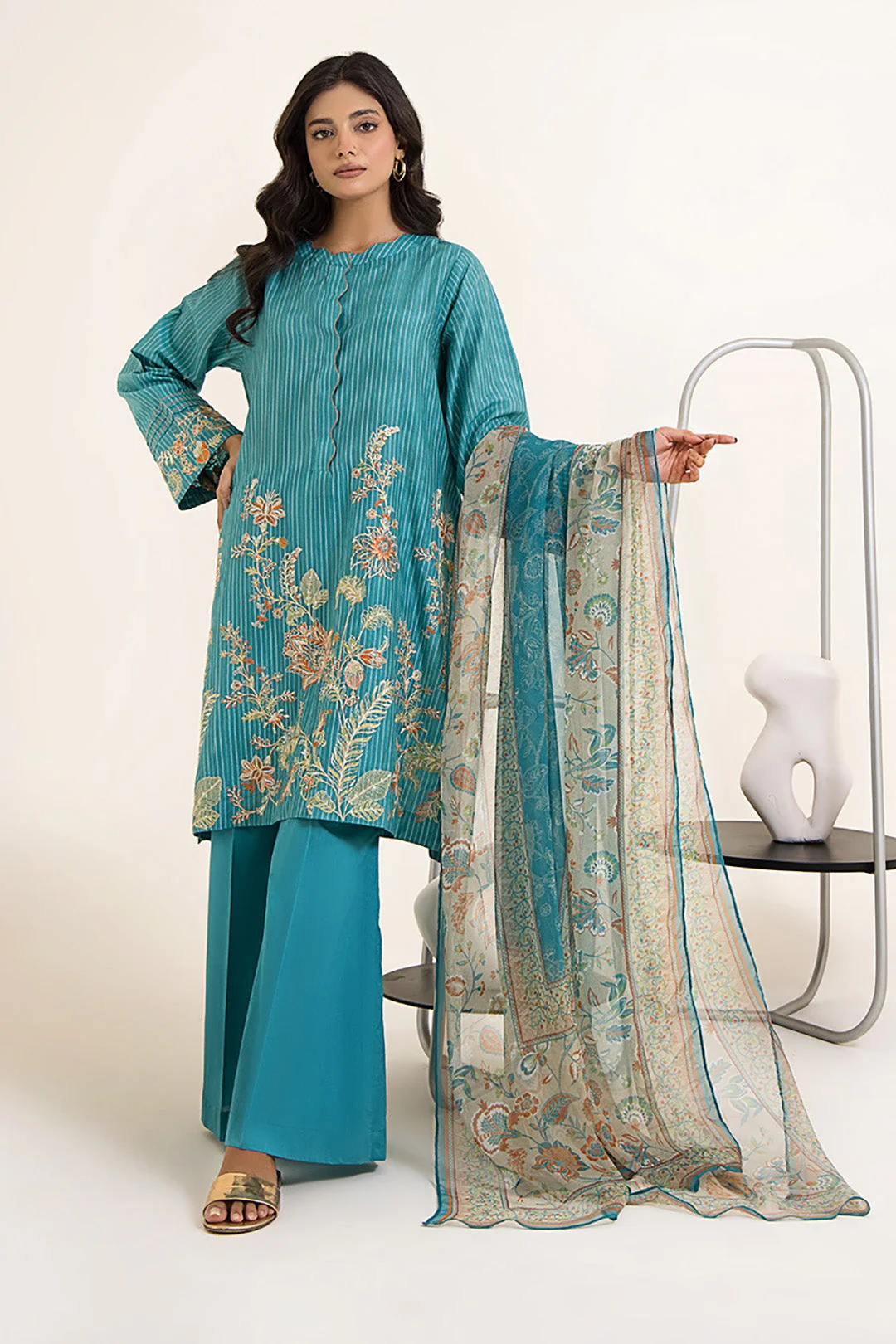 Embroidered Shirt Shalwar Dupatta - 0431 - Image 2
