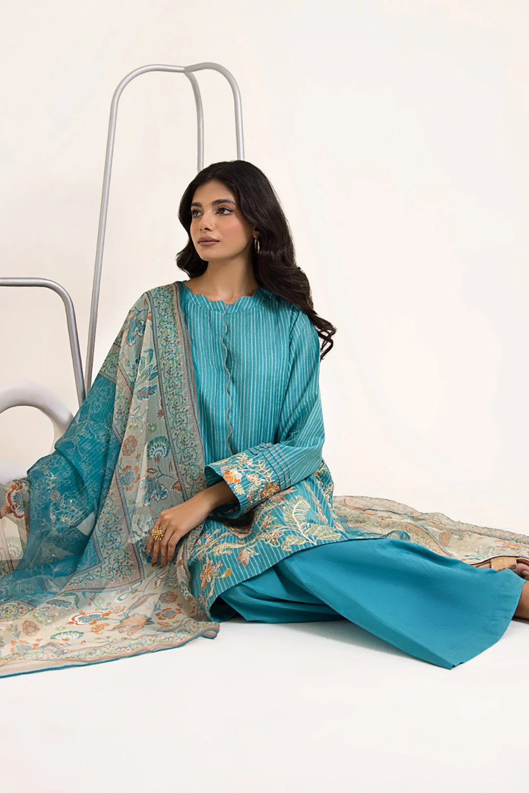 Embroidered Shirt Shalwar Dupatta - 0431 - Image 3