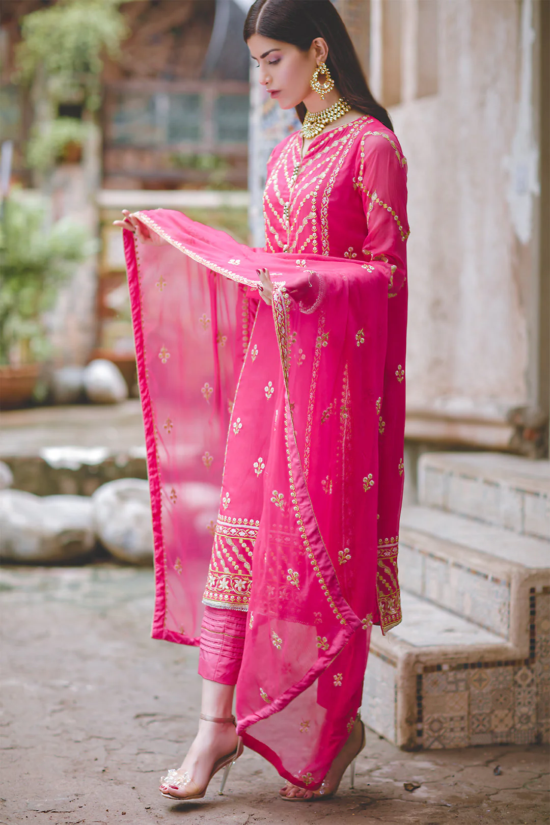 Embroidered Shirt Shalwar Dupatta - 0446 - Image 7