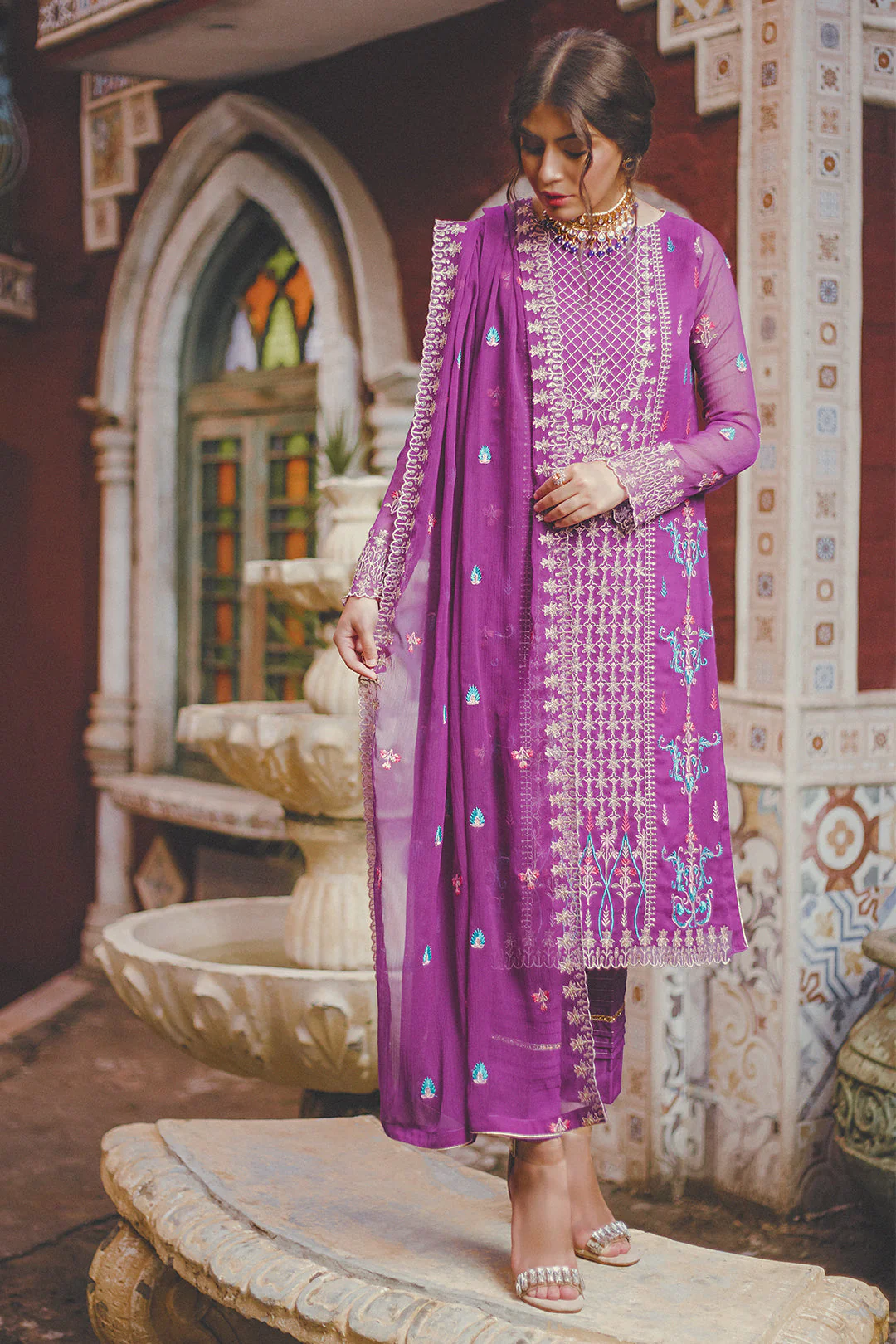 Embroidered Shirt Shalwar Dupatta - 0448 - Image 4