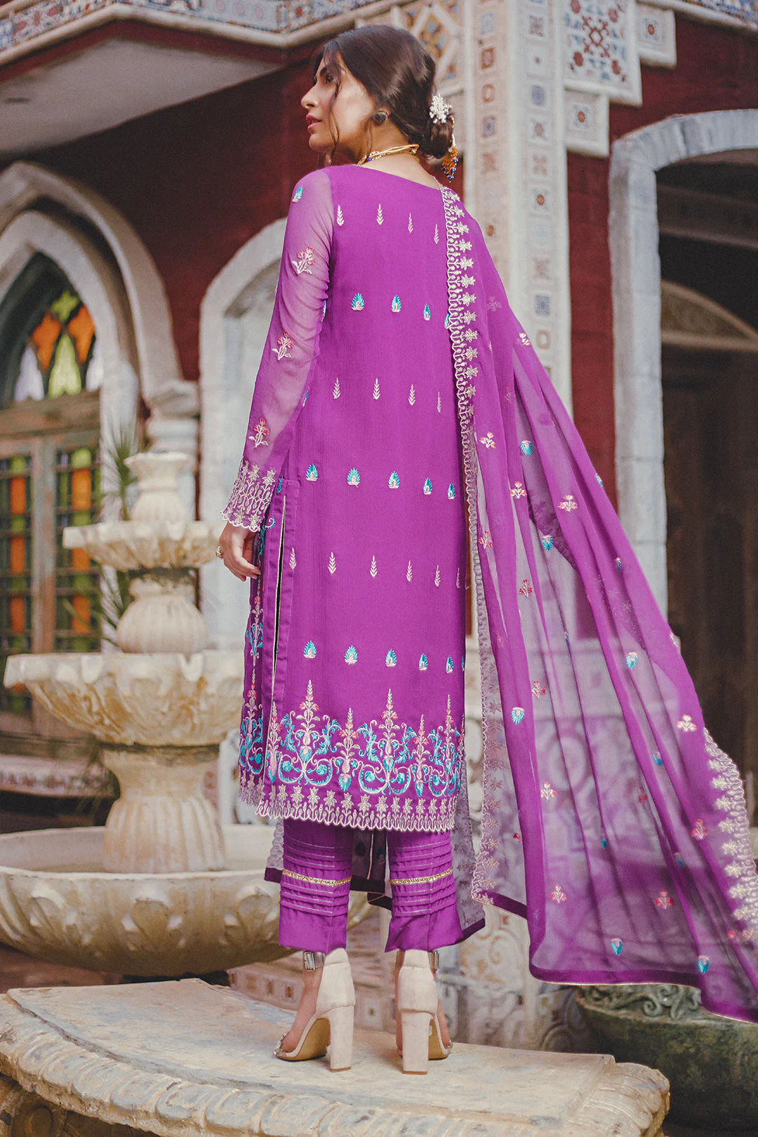 Embroidered Shirt Shalwar Dupatta - 0448 - Image 5