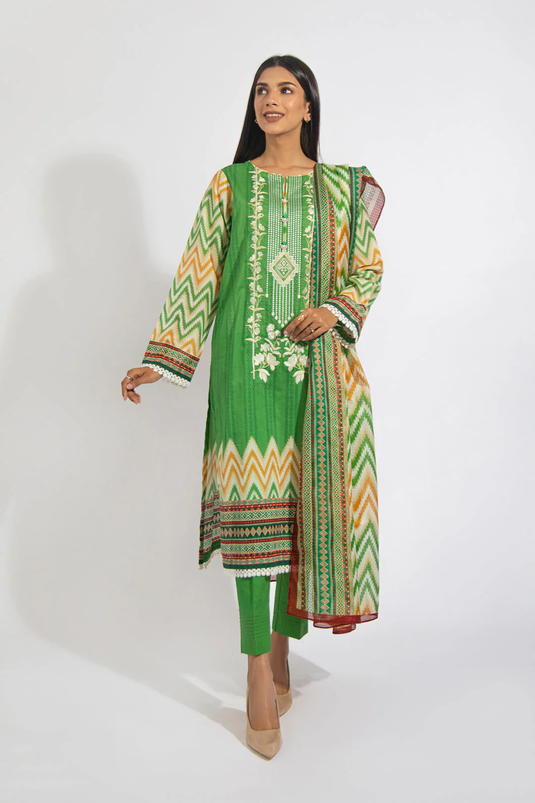 Embroidered Shirt Shalwar Dupatta - 0599 - Image 2