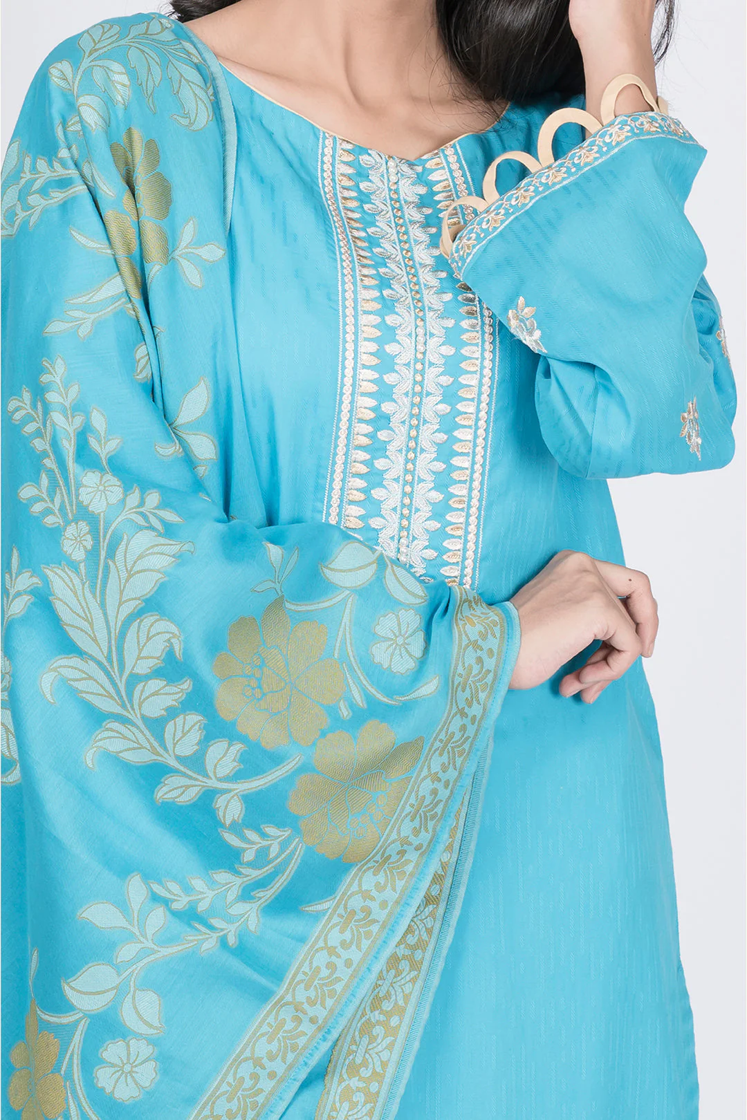 Embroidered Shirt Shalwar Dupatta - 0609 - Image 3