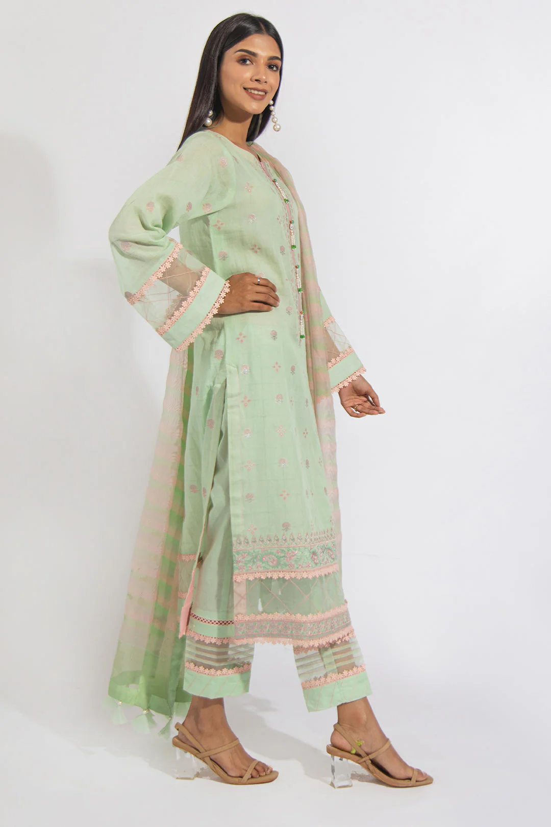 Embroidered Shirt Shalwar Dupatta - 0613 - Image 3