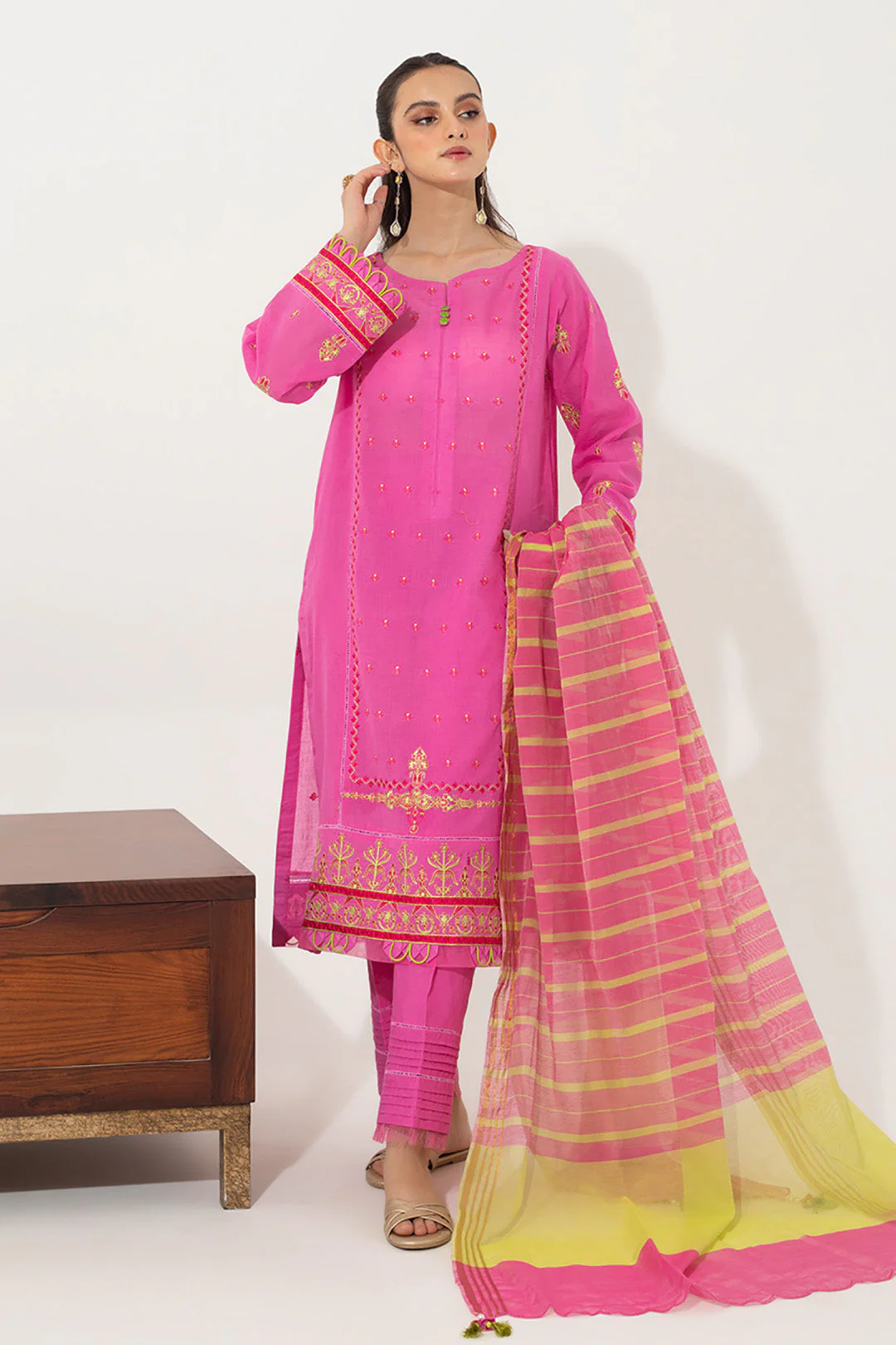 Embroidered Shirt Shalwar Dupatta - 0650 - Image 4
