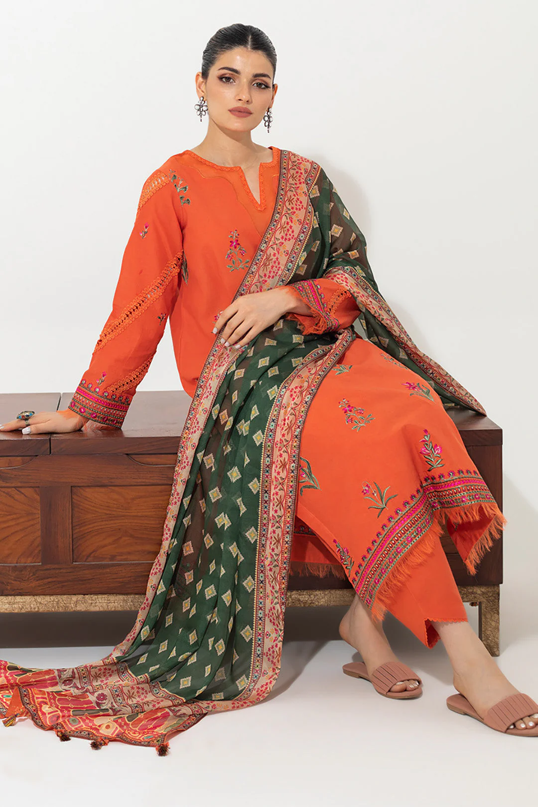 Embroidered Shirt Shalwar Dupatta - 0653 - Image 3