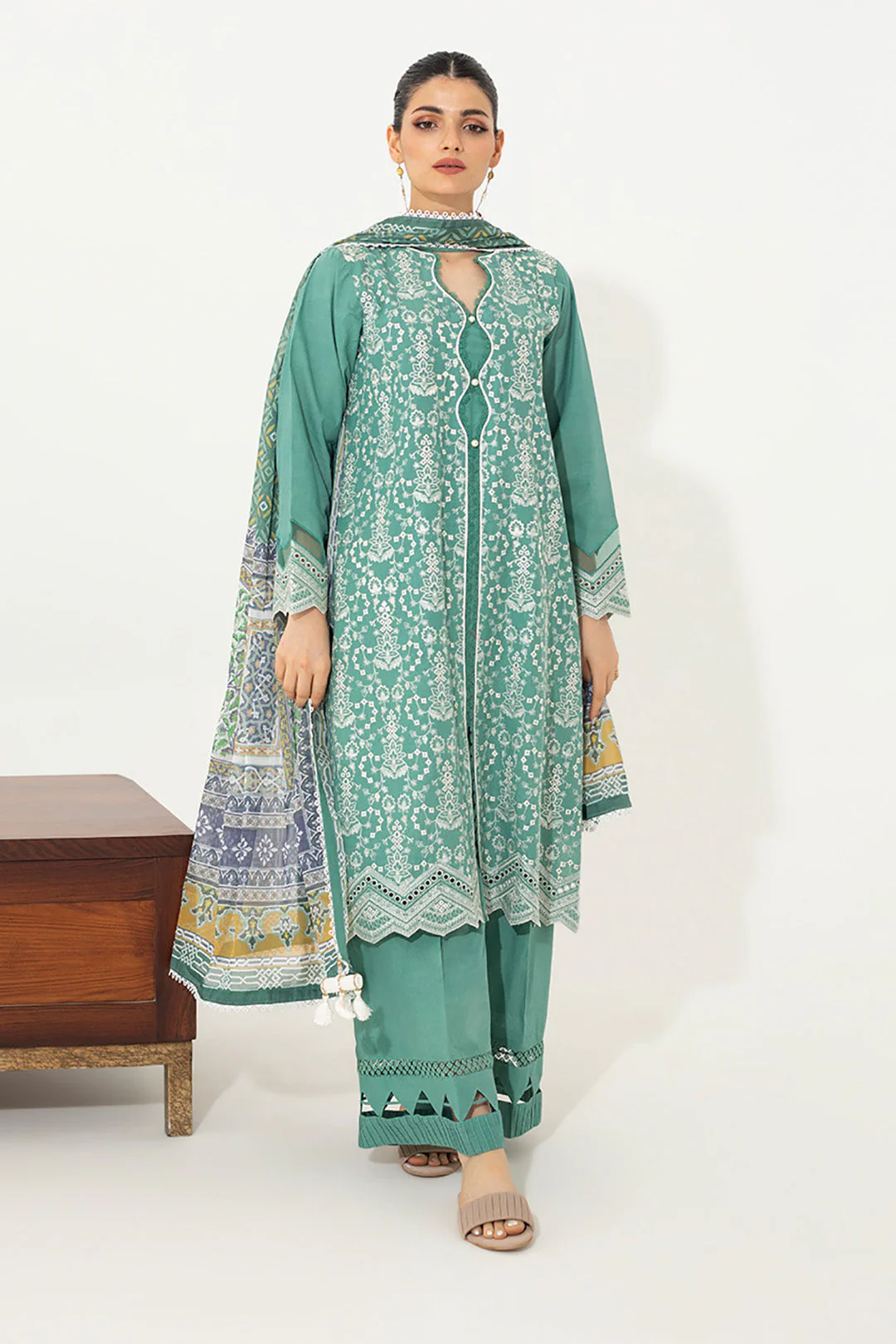 Embroidered Shirt Shalwar Dupatta - 0654 - Image 2