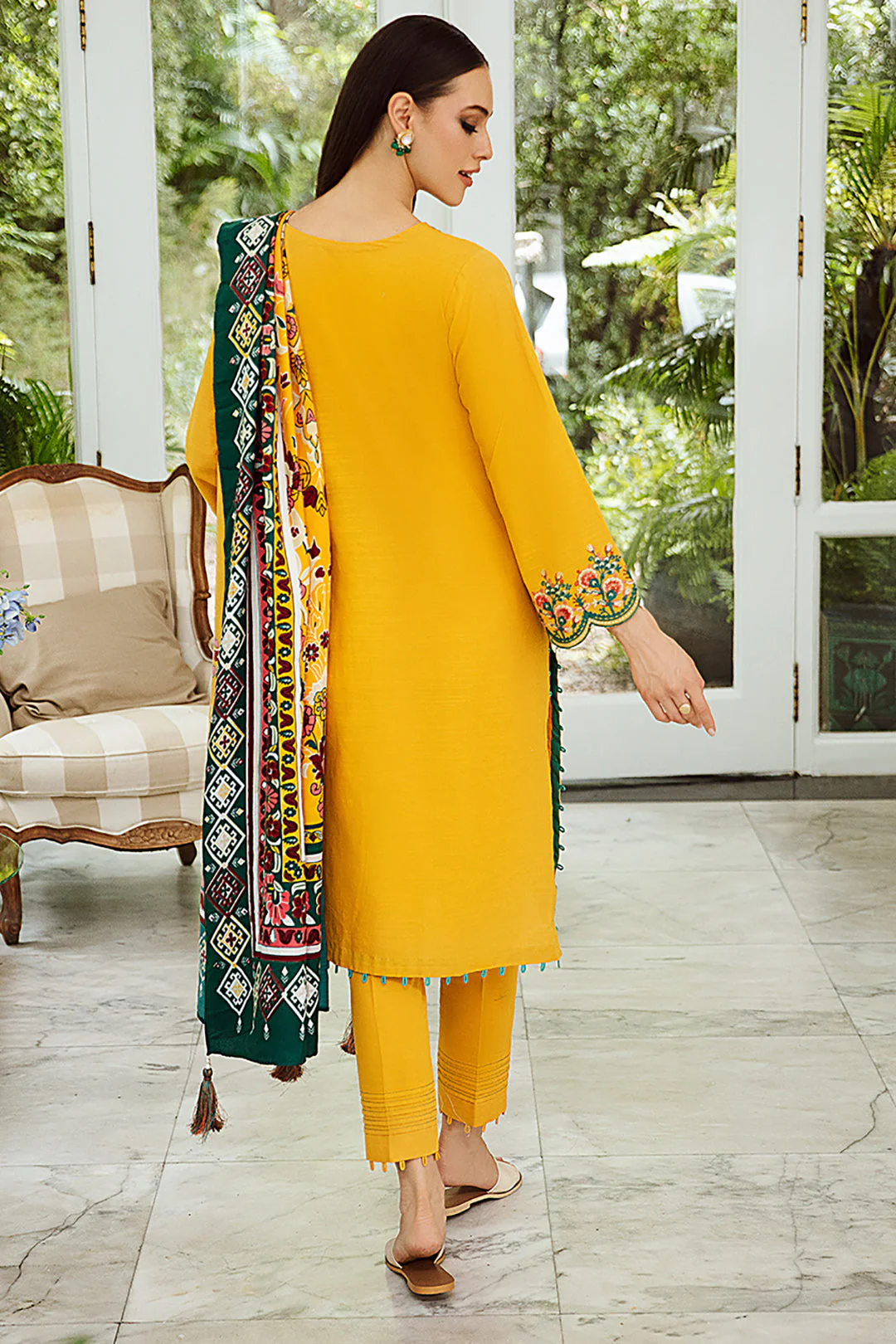 Embroidered Shirt Shalwar Dupatta - 0696 - Image 5