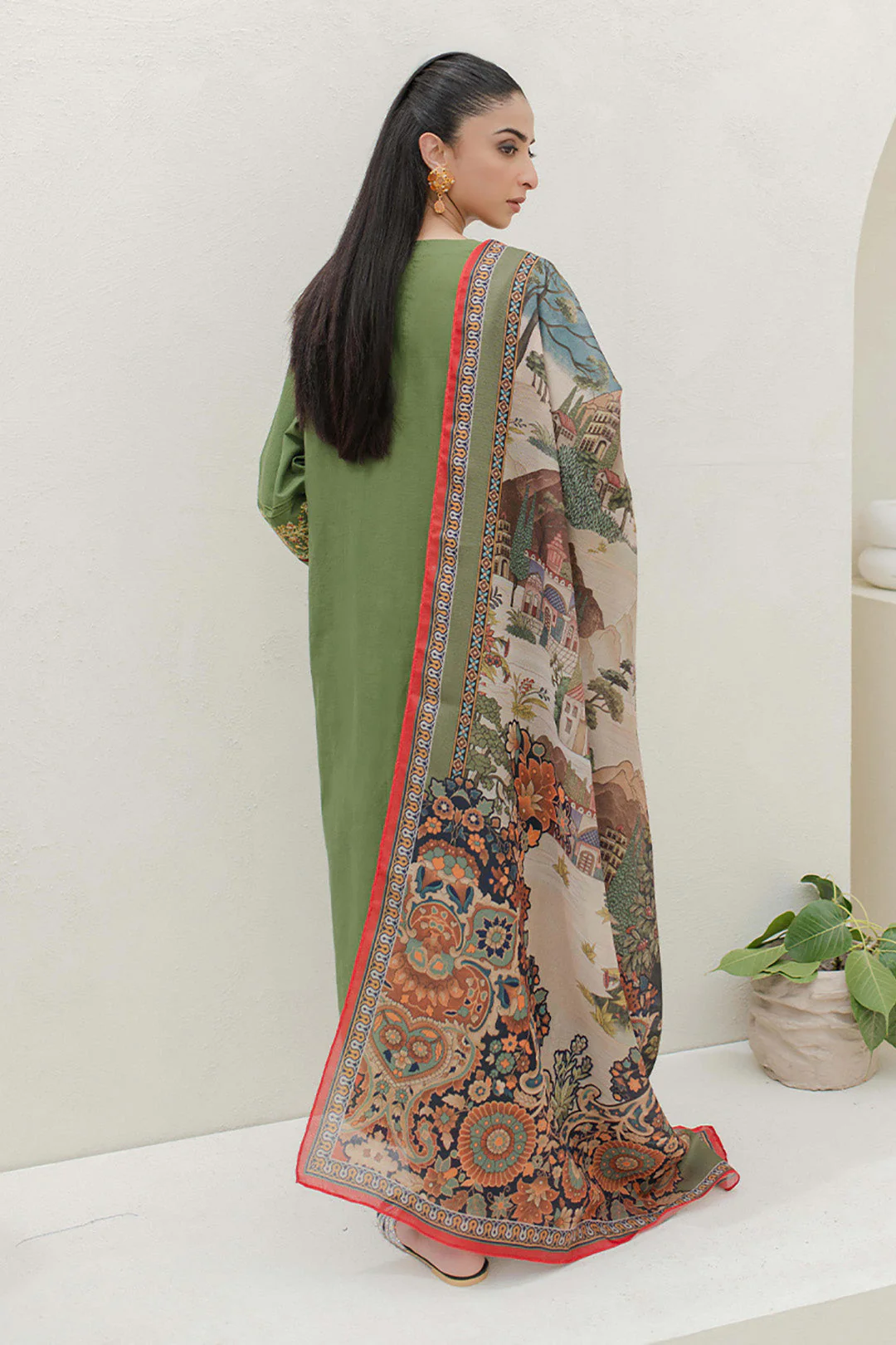 Embroidered Shirt Shalwar Dupatta - 0698 - Image 5