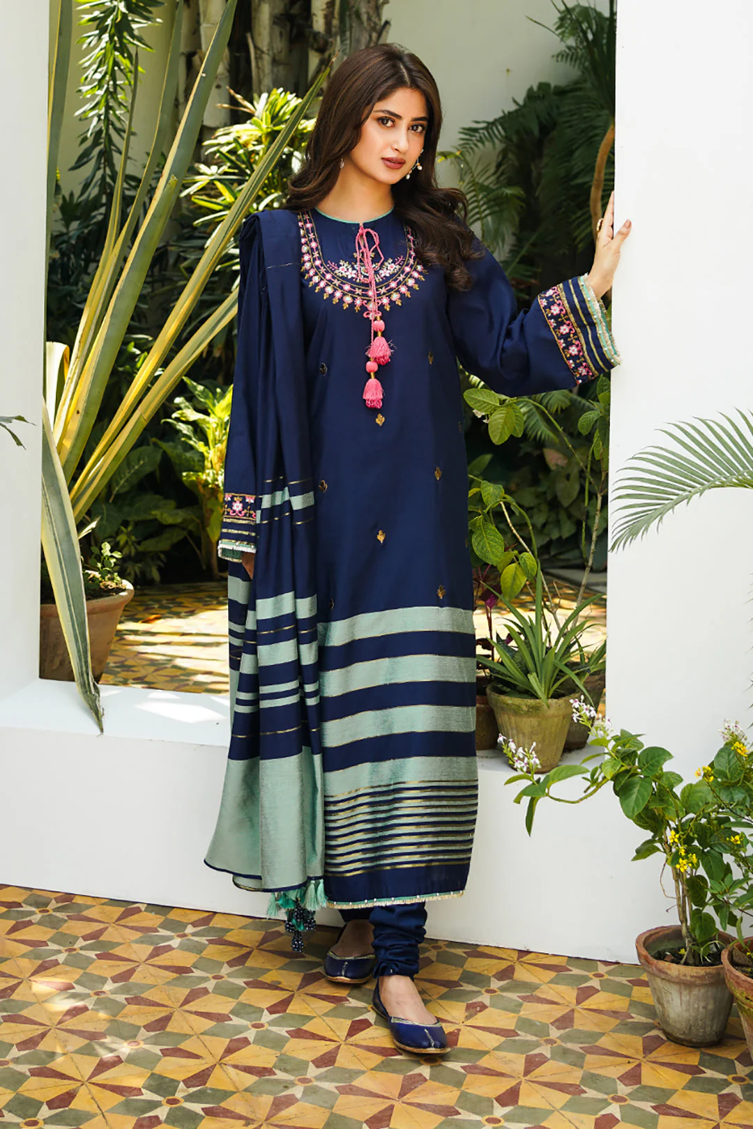 Embroidered Shirt Shalwar Dupatta - 0702 - Image 2