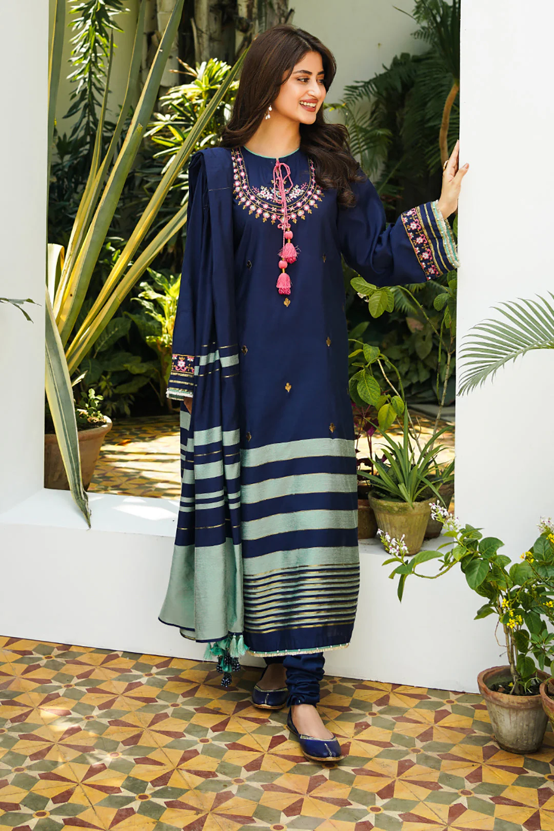 Embroidered Shirt Shalwar Dupatta - 0702 - Image 5