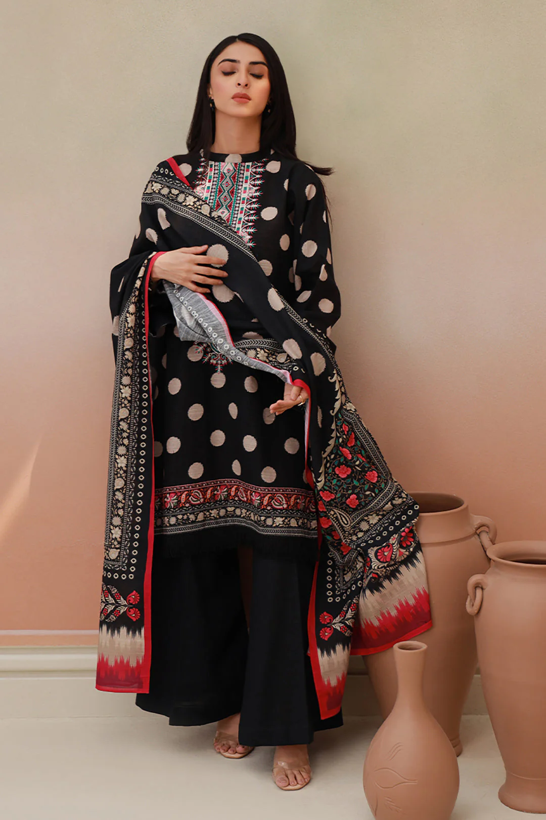 Embroidered Shirt Shalwar Dupatta - 0759 - Image 2