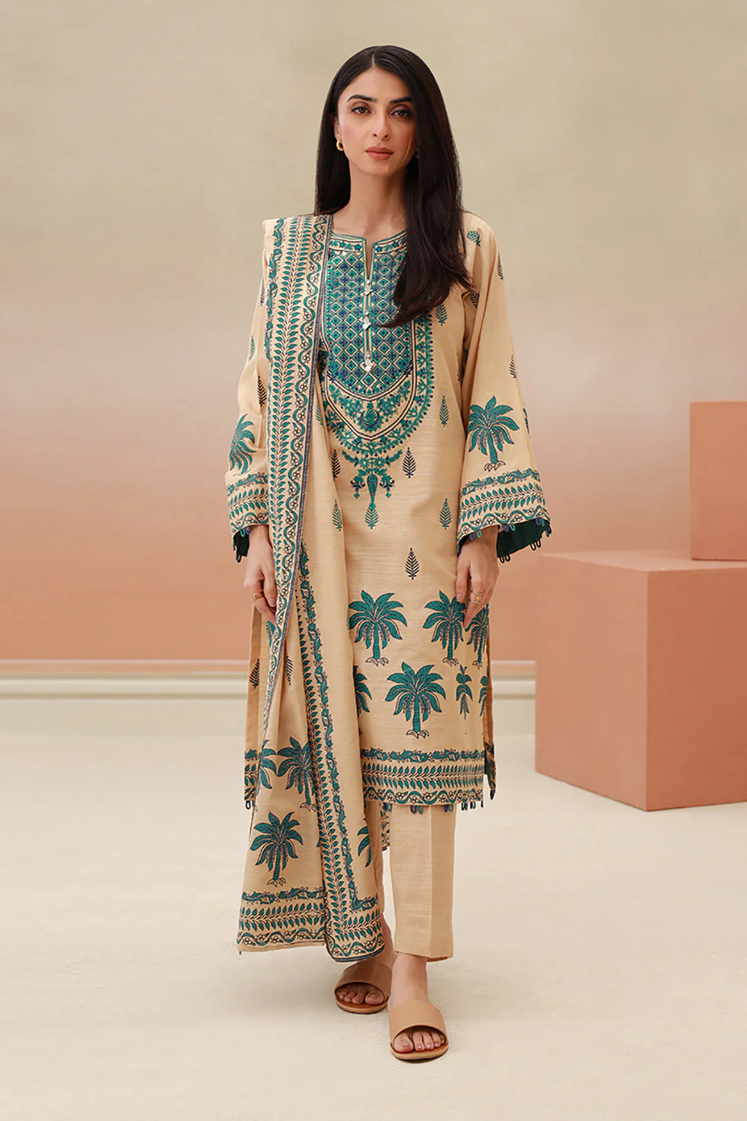 Embroidered Shirt Shalwar Dupatta - 0767 - Image 2