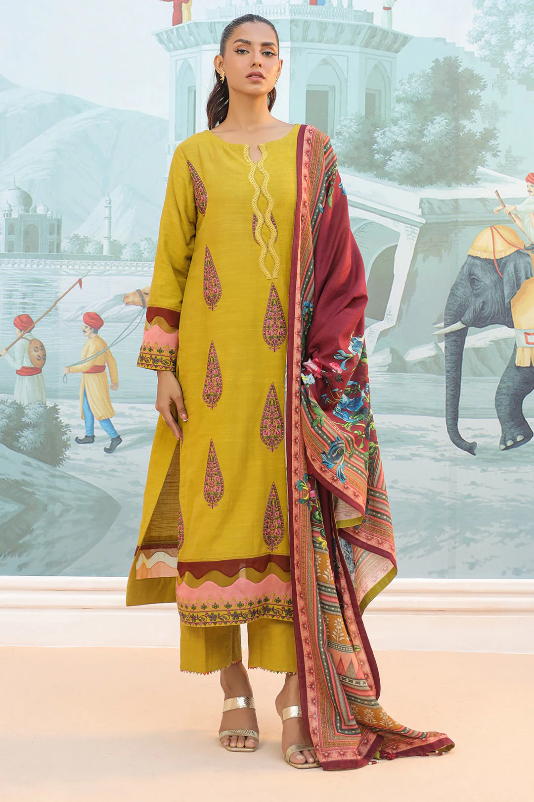 Embroidered Shirt Shalwar Dupatta - 0780 - Image 2