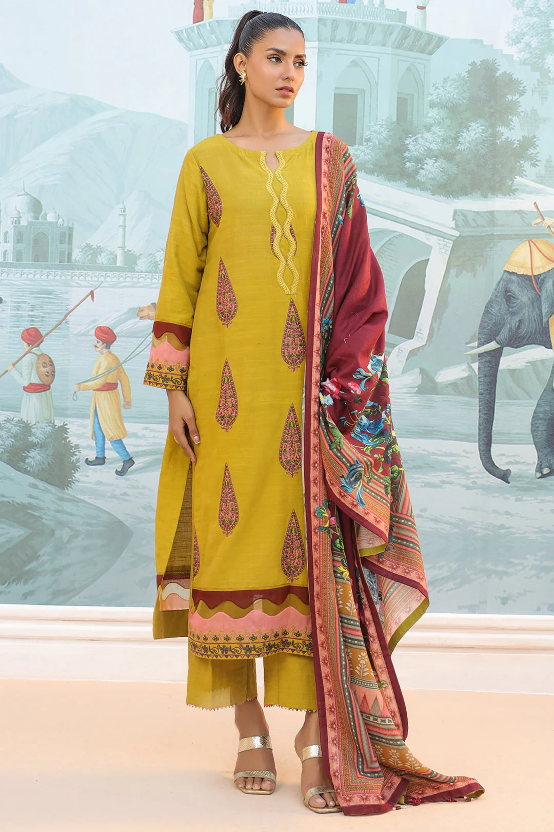 Embroidered Shirt Shalwar Dupatta - 0780 - Image 5