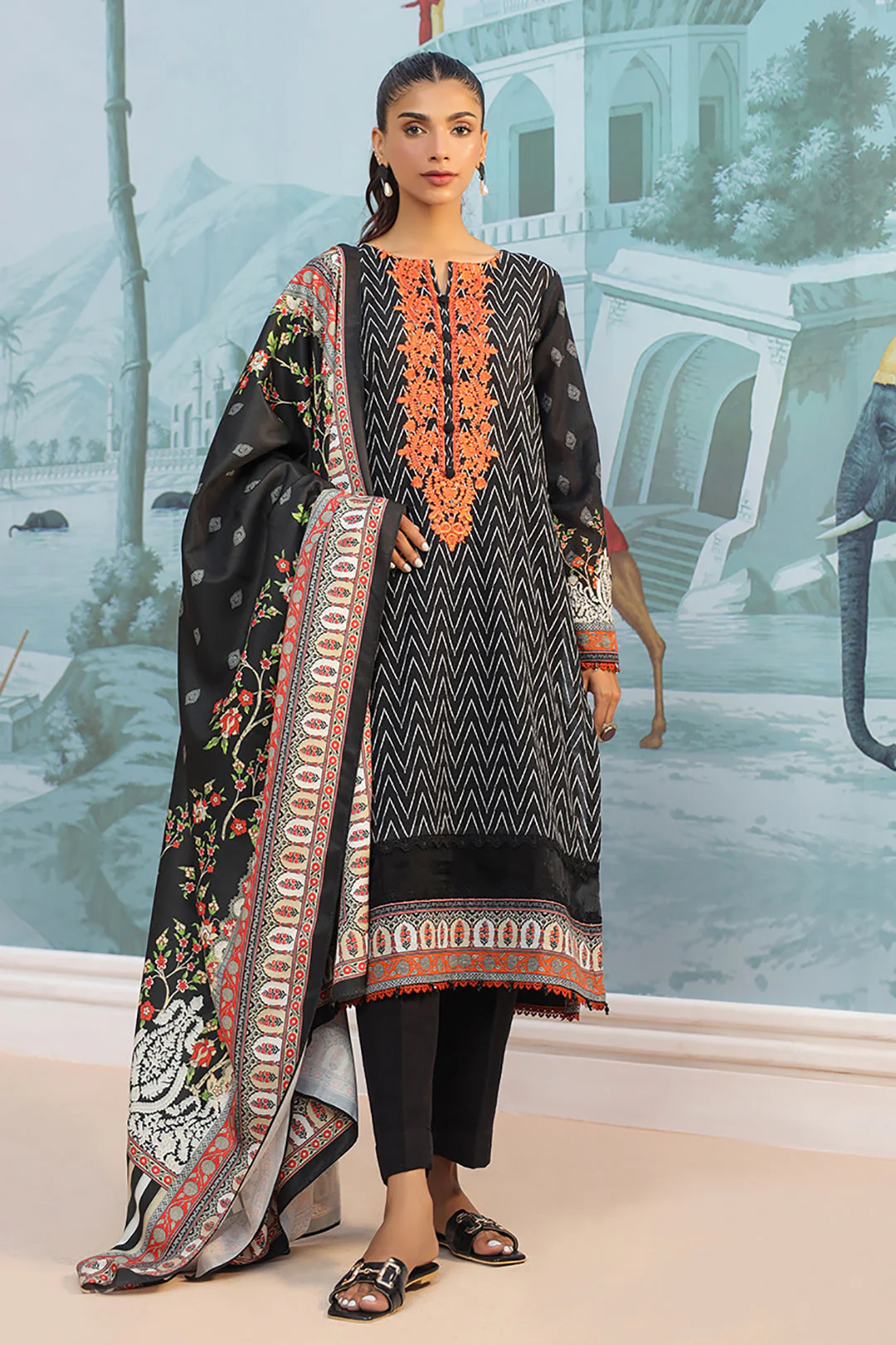 Embroidered Shirt Shalwar Dupatta - 0835 - Image 2