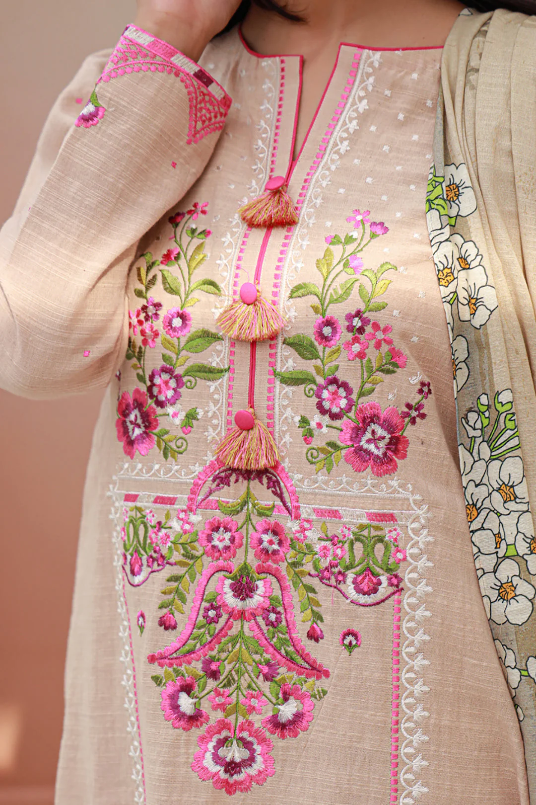 Embroidered Shirt Shalwar Dupatta - 0840 - Image 4