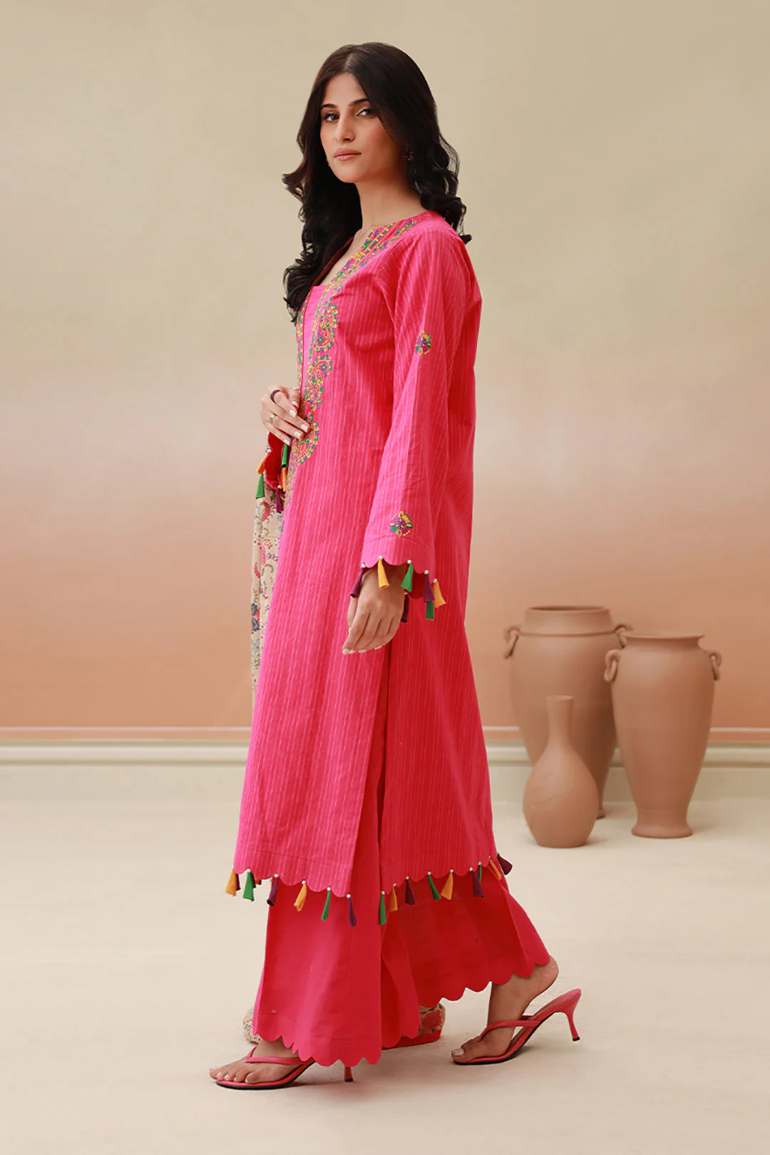 Embroidered Shirt Shalwar Dupatta - 0842 - Image 3