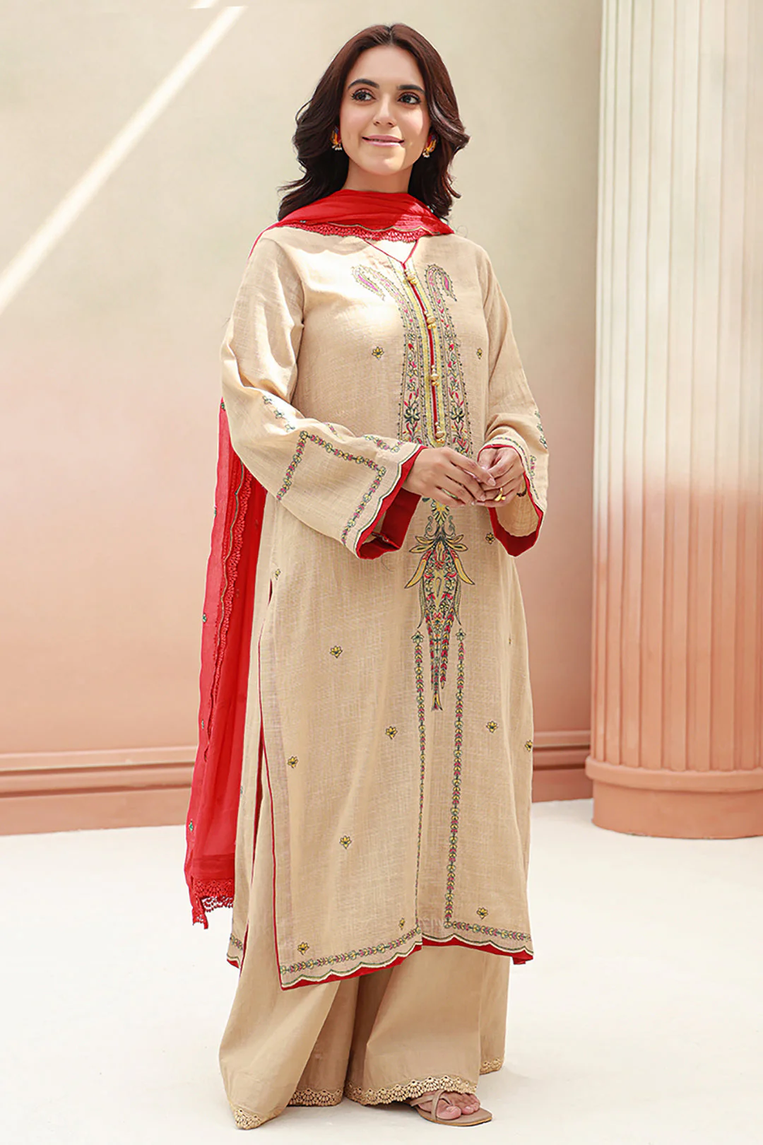 Embroidered Shirt Shalwar Dupatta - 0847 - Image 2