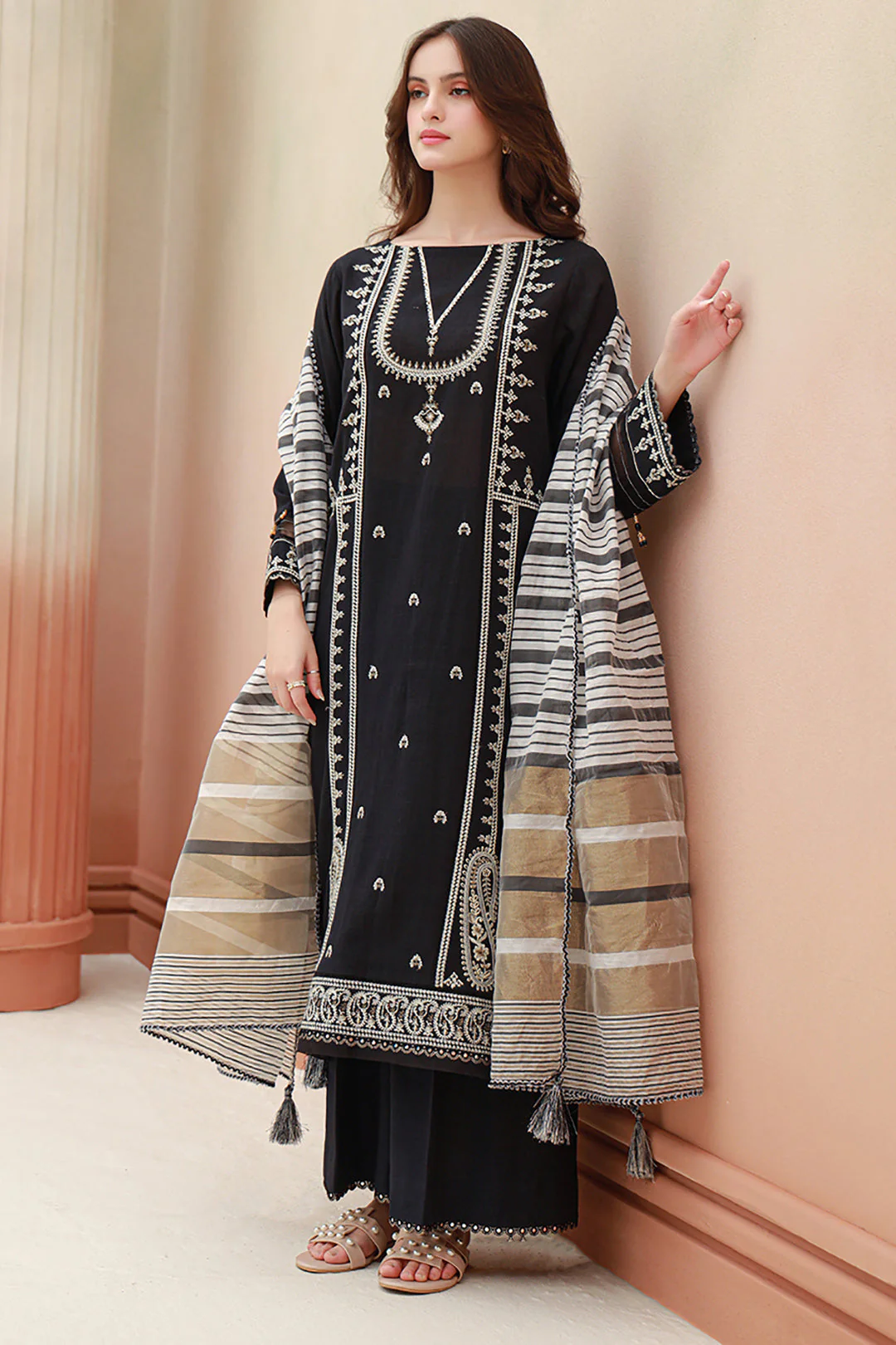 Embroidered Shirt Shalwar Dupatta - 0856 - Image 2