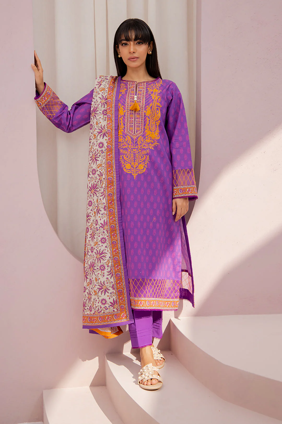 Embroidered Shirt Shalwar Dupatta - 0892 - Image 3