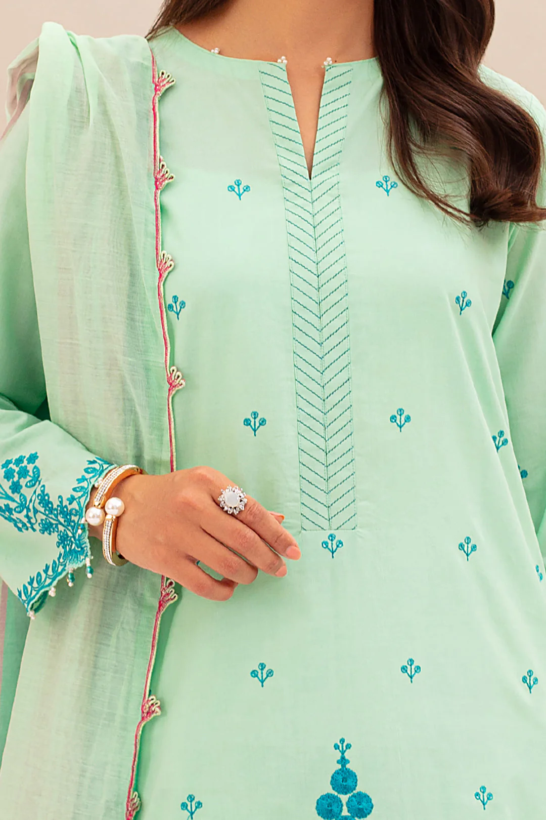 Embroidered Shirt Shalwar Dupatta - 0900 - Image 4