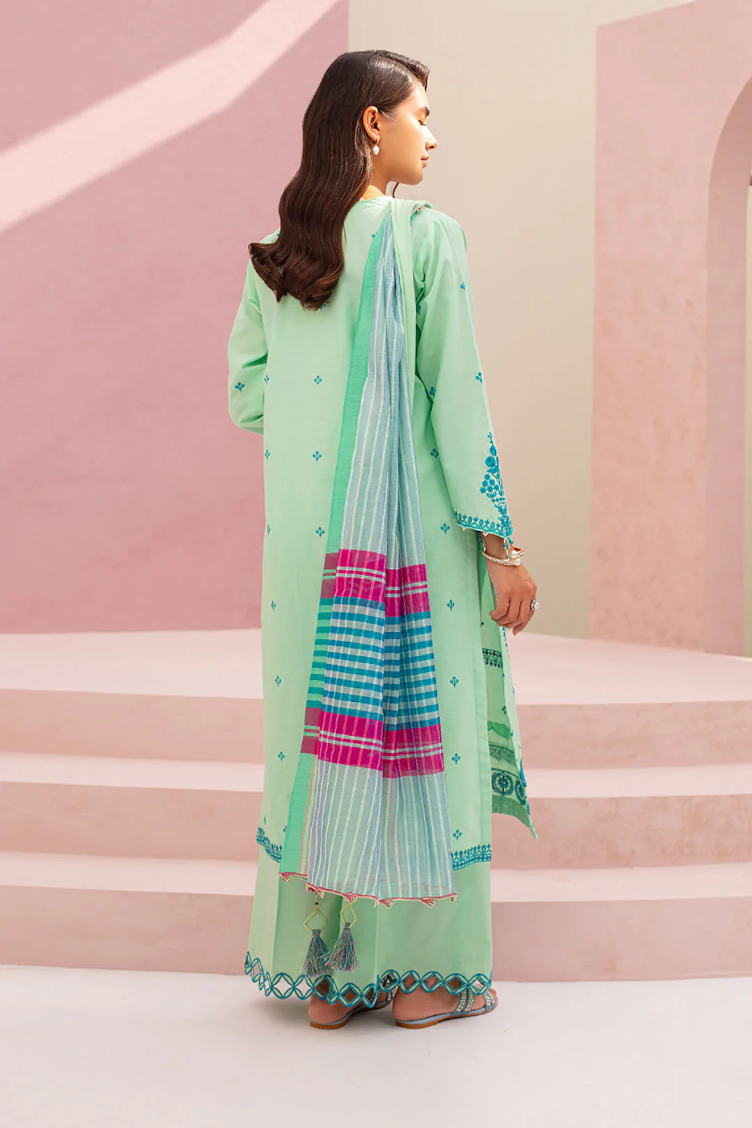 Embroidered Shirt Shalwar Dupatta - 0900 - Image 5
