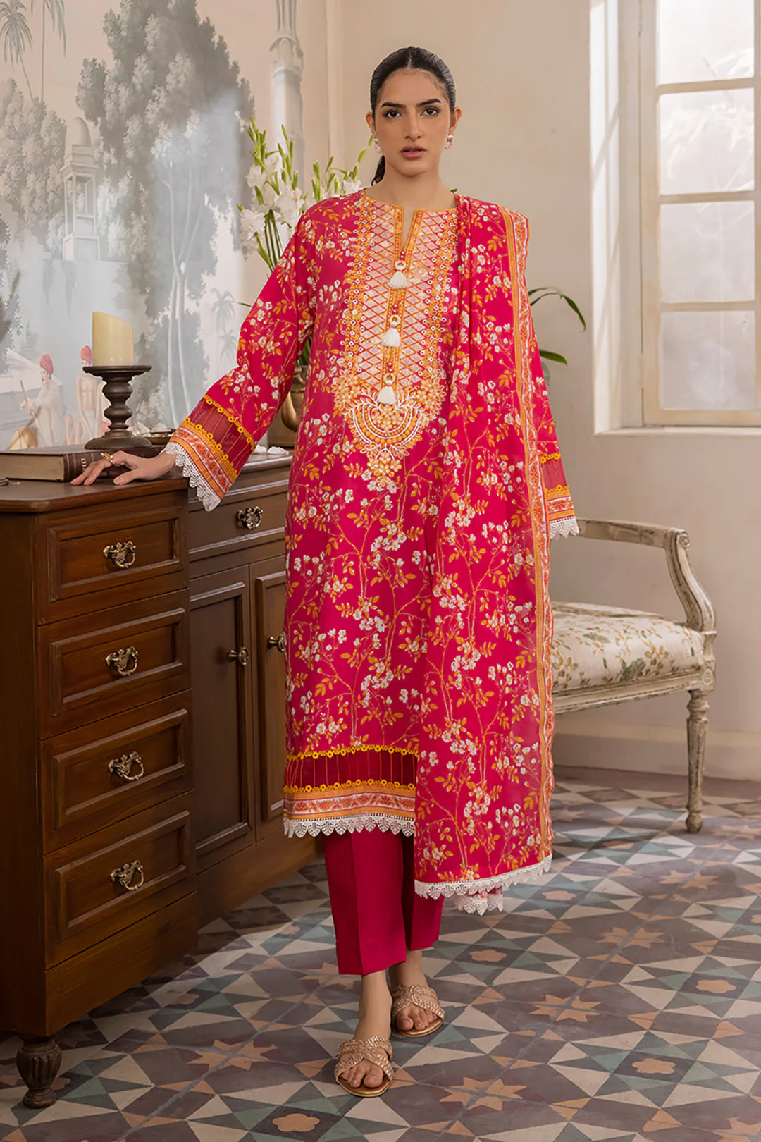 Embroidered Shirt Shalwar Dupatta - 1102 - Image 2