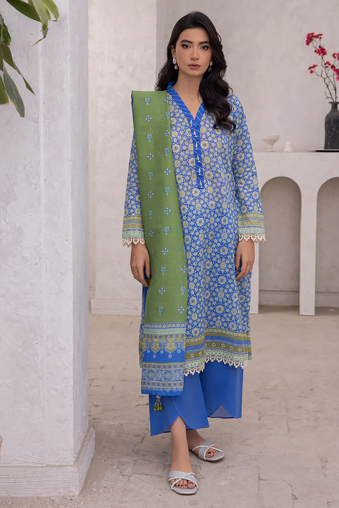 Embroidered Shirt Shalwar Dupatta - 1104 - Image 2