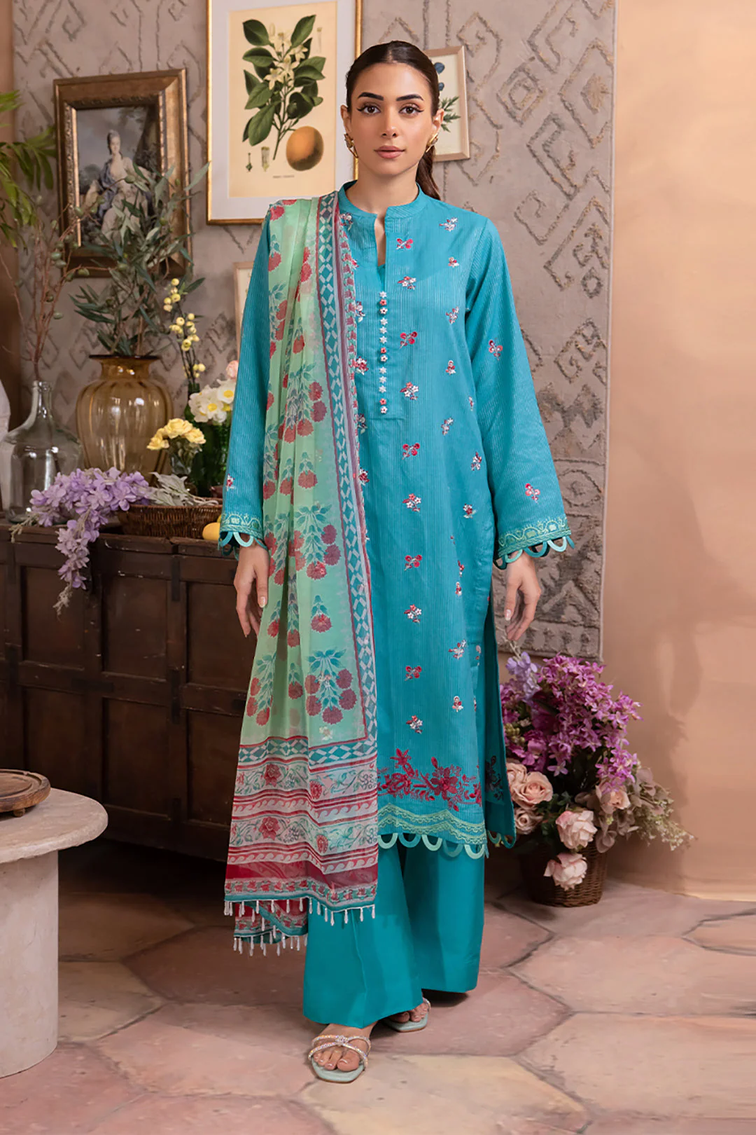 Embroidered Shirt Shalwar Dupatta - 1115 - Image 2